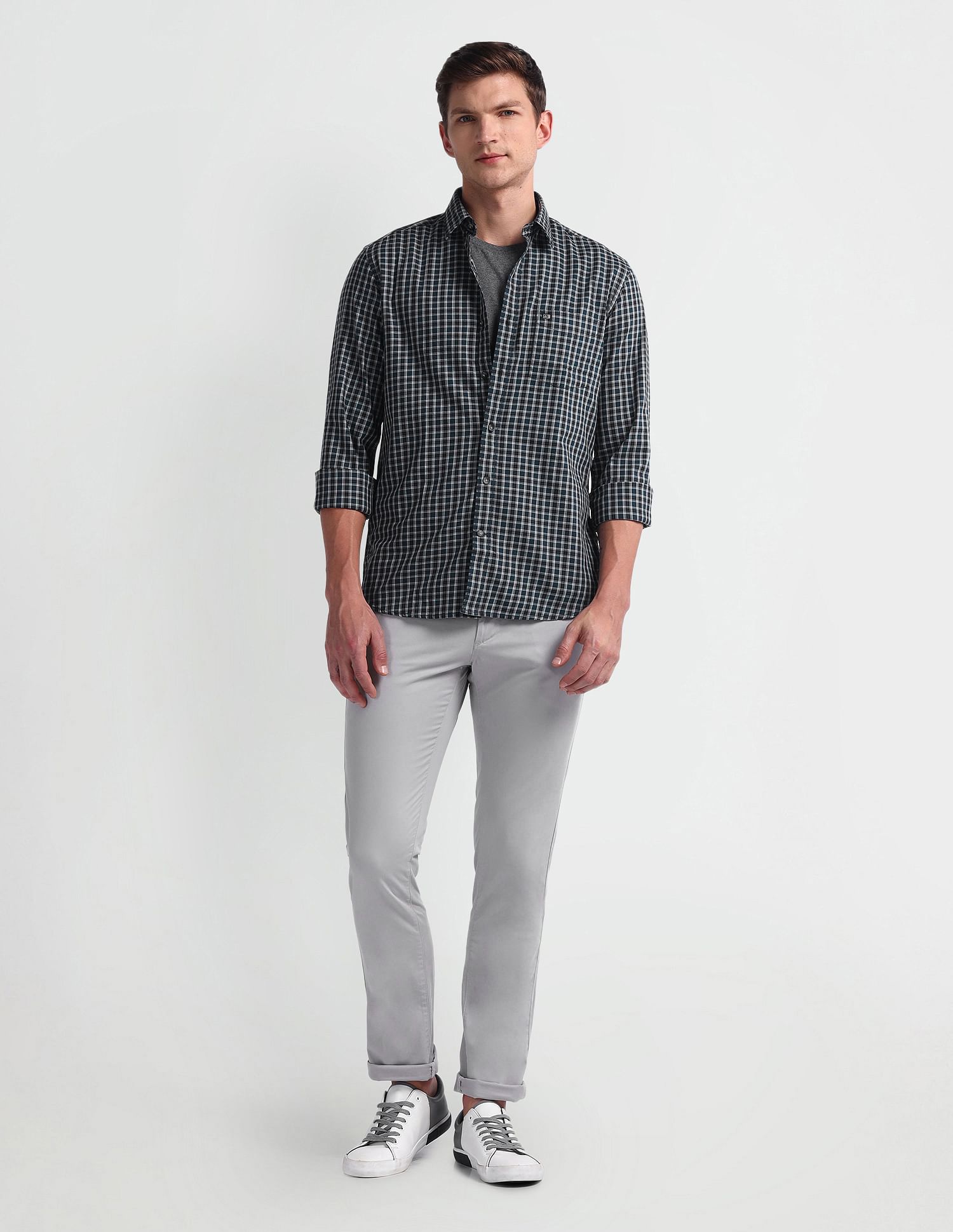Arrow Sport Tartan Checked Manhattan Slim Shirt