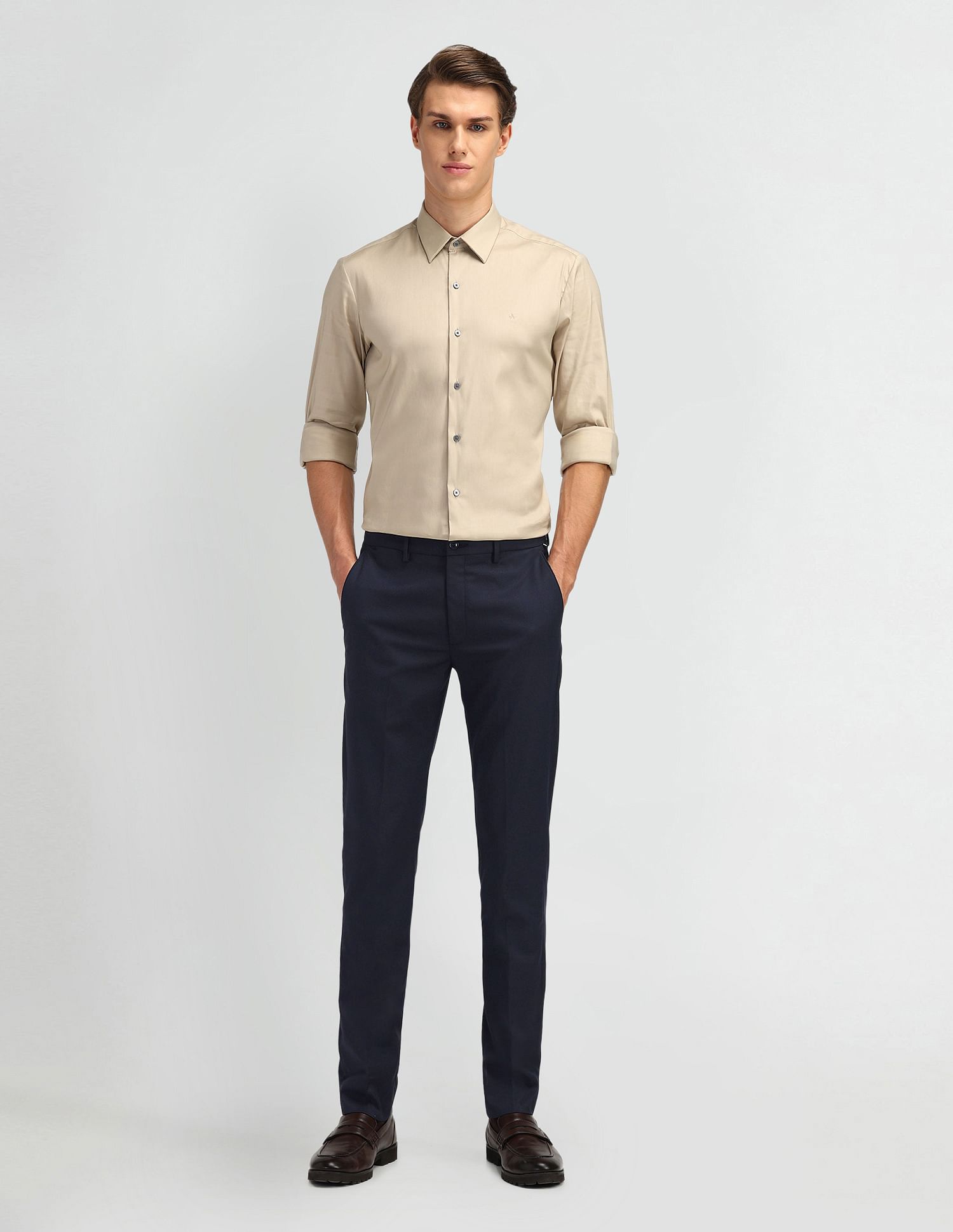 Arrow Newyork Slim Fit Solid Trousers