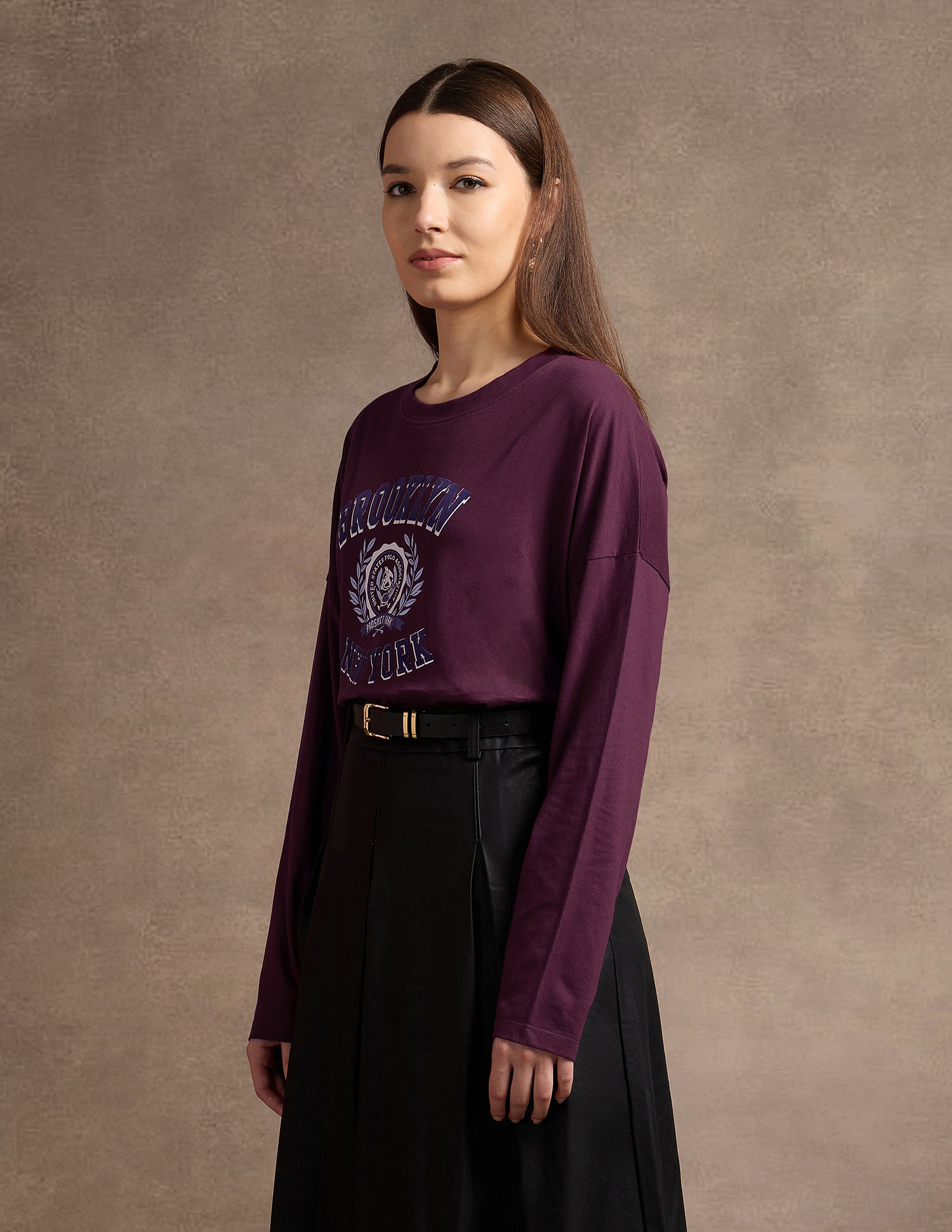 U.S. Polo Assn. Women Drop Shoulder Graphic Print T-Shirt