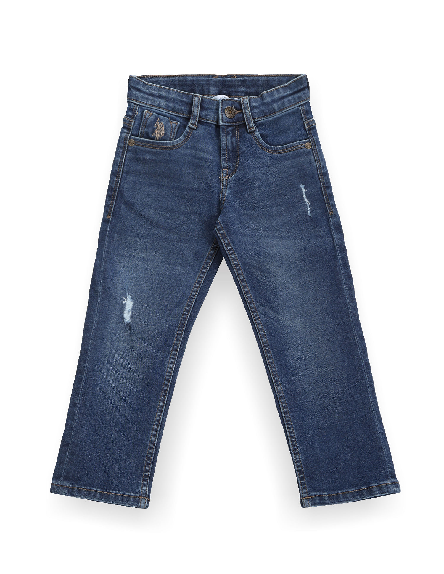 U.S. Polo Assn. Kids Boys Lightly Distressed Relaxed Jeans