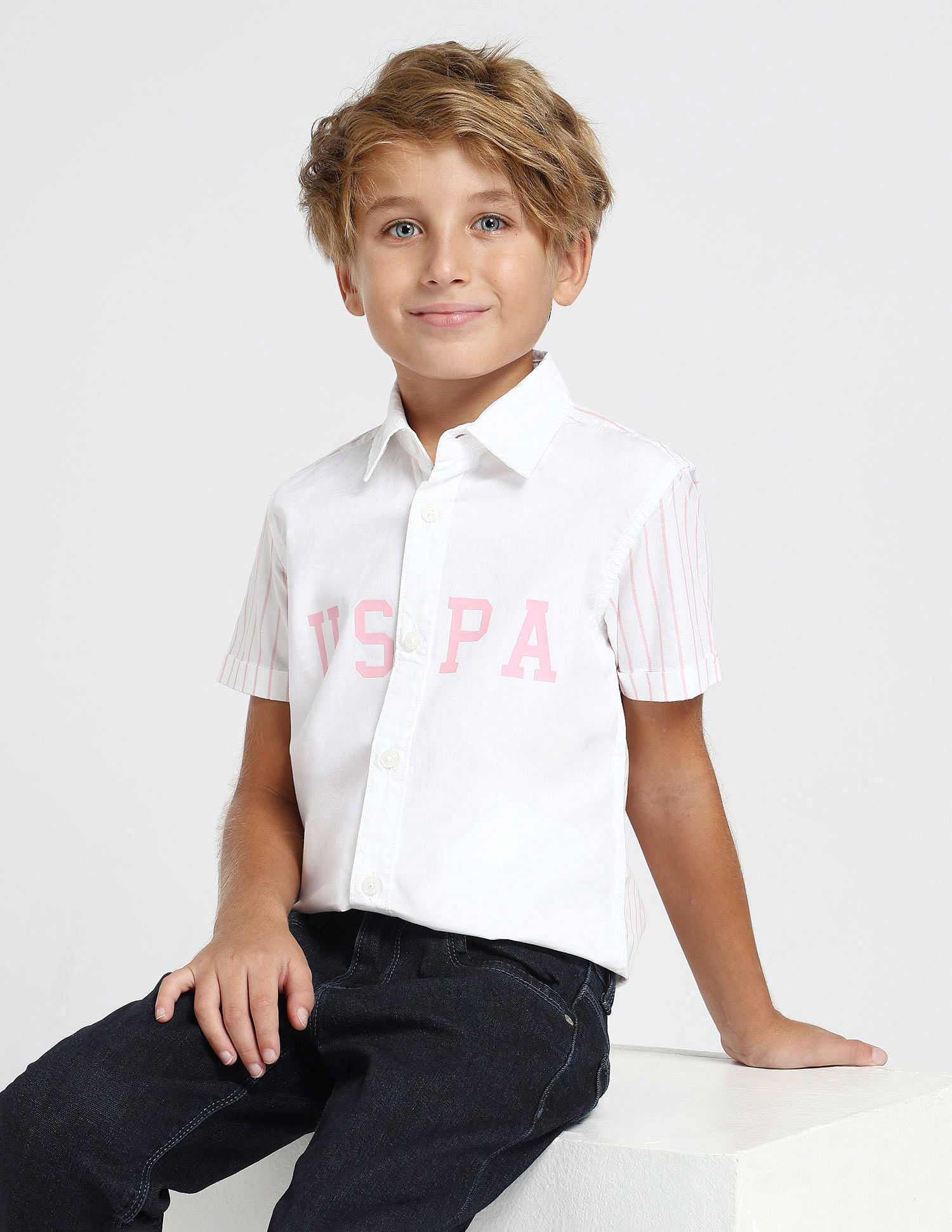 U.S. Polo Assn. Kids Boys Vertical Striped Regular Fit Shirt
