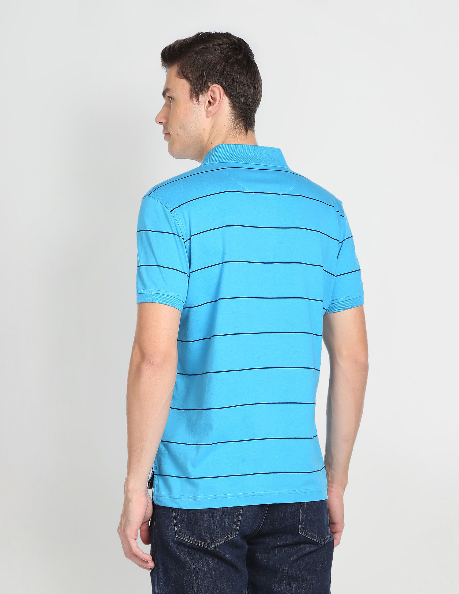 Arrow Sports Horizontal Stripe Cotton Polo Shirt