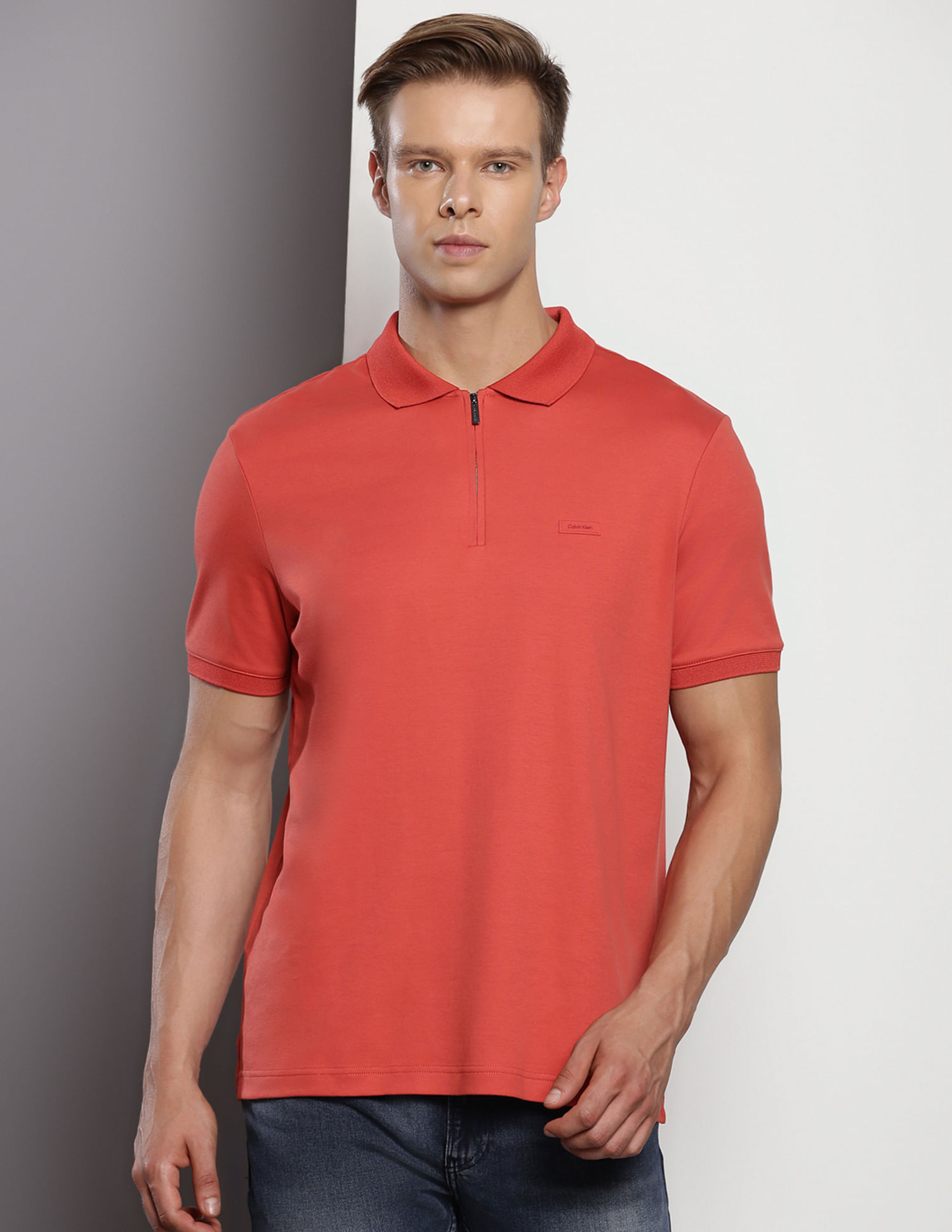 Buy Calvin Klein Smooth Cotton Zip Polo Shirt - NNNOW.com
