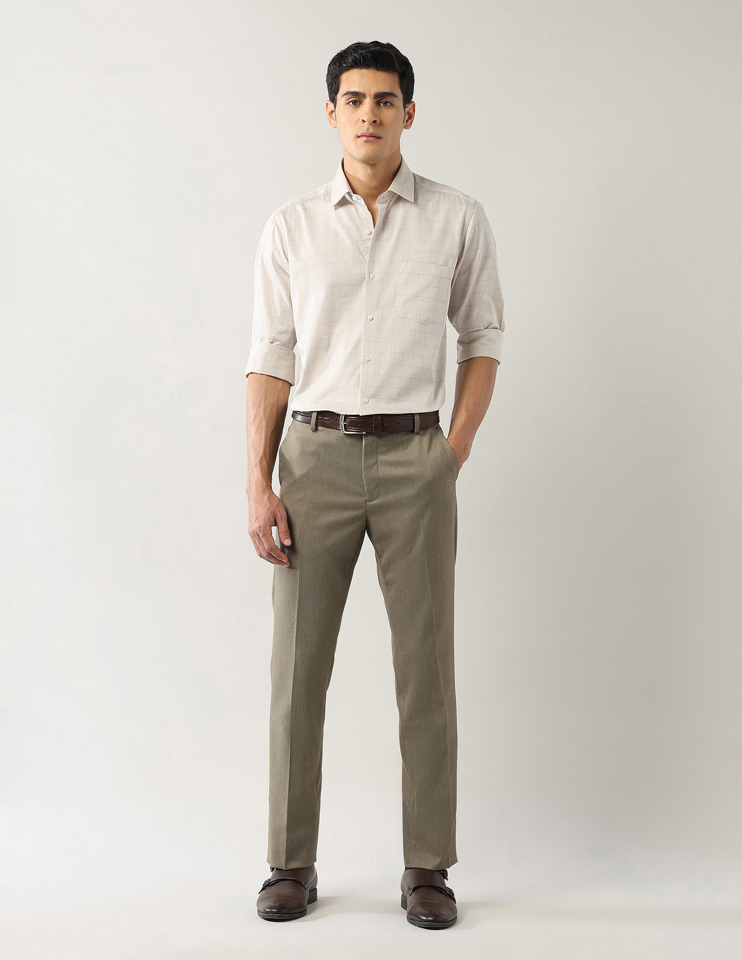 Arrow Manhattan Slim Fit Windowpane Checked Shirt