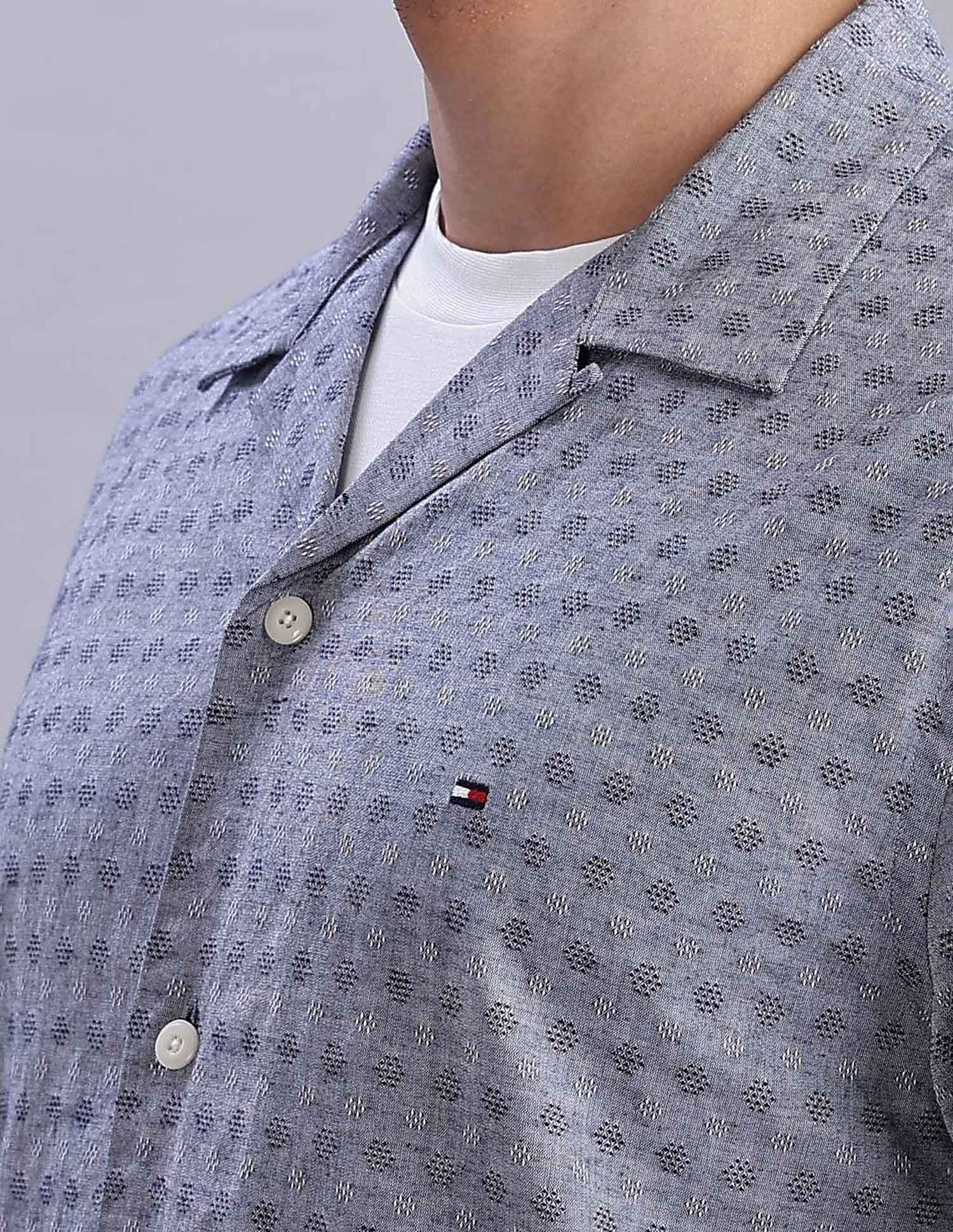 Tommy Hilfiger Textured Regular Fit Plain Woven Shirt