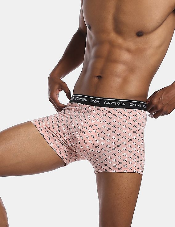 Buy Calvin Klein Underwear Men Light Pink Elasticized Waist Monogram Print  Trunks 