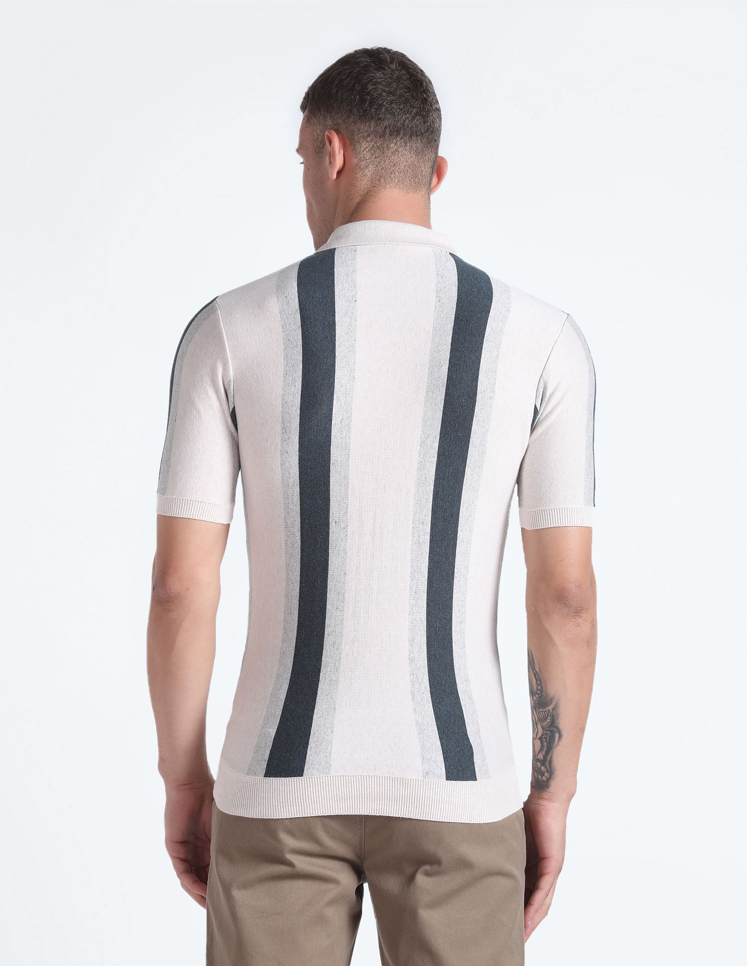 Flying Machine Vertical Stripe Knitted T-shirt