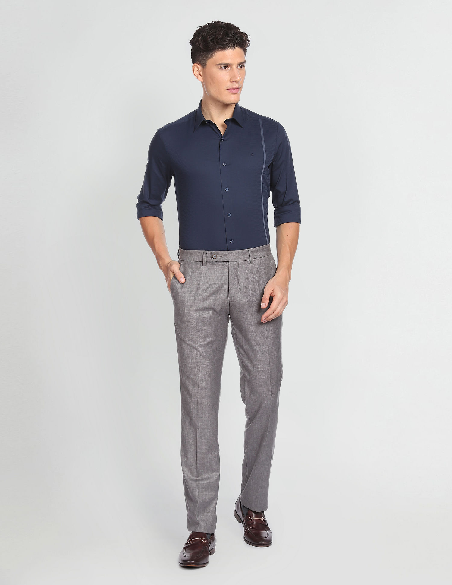 Arrow Newyork Self Design Twill Shirt