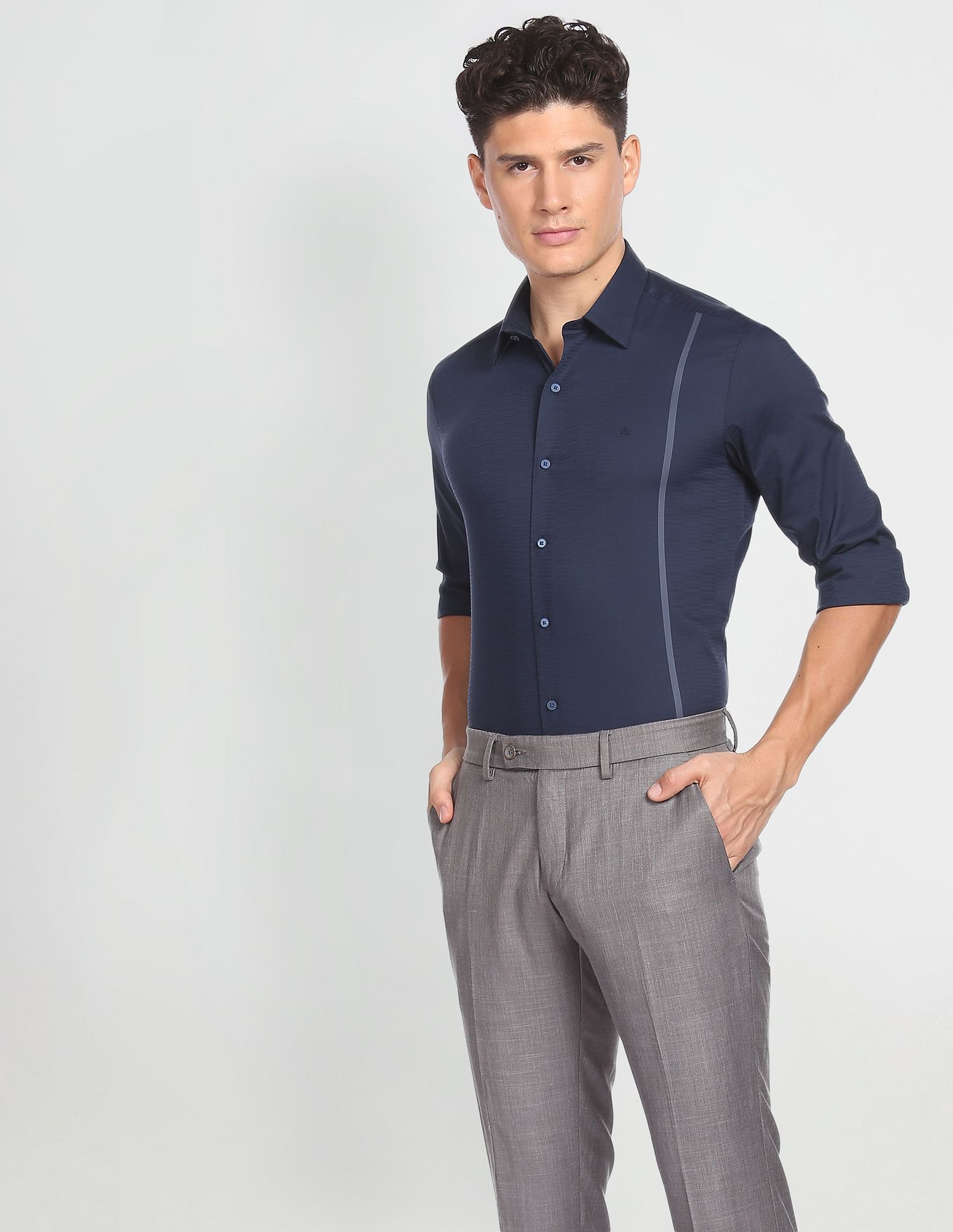 Arrow Newyork Self Design Twill Shirt