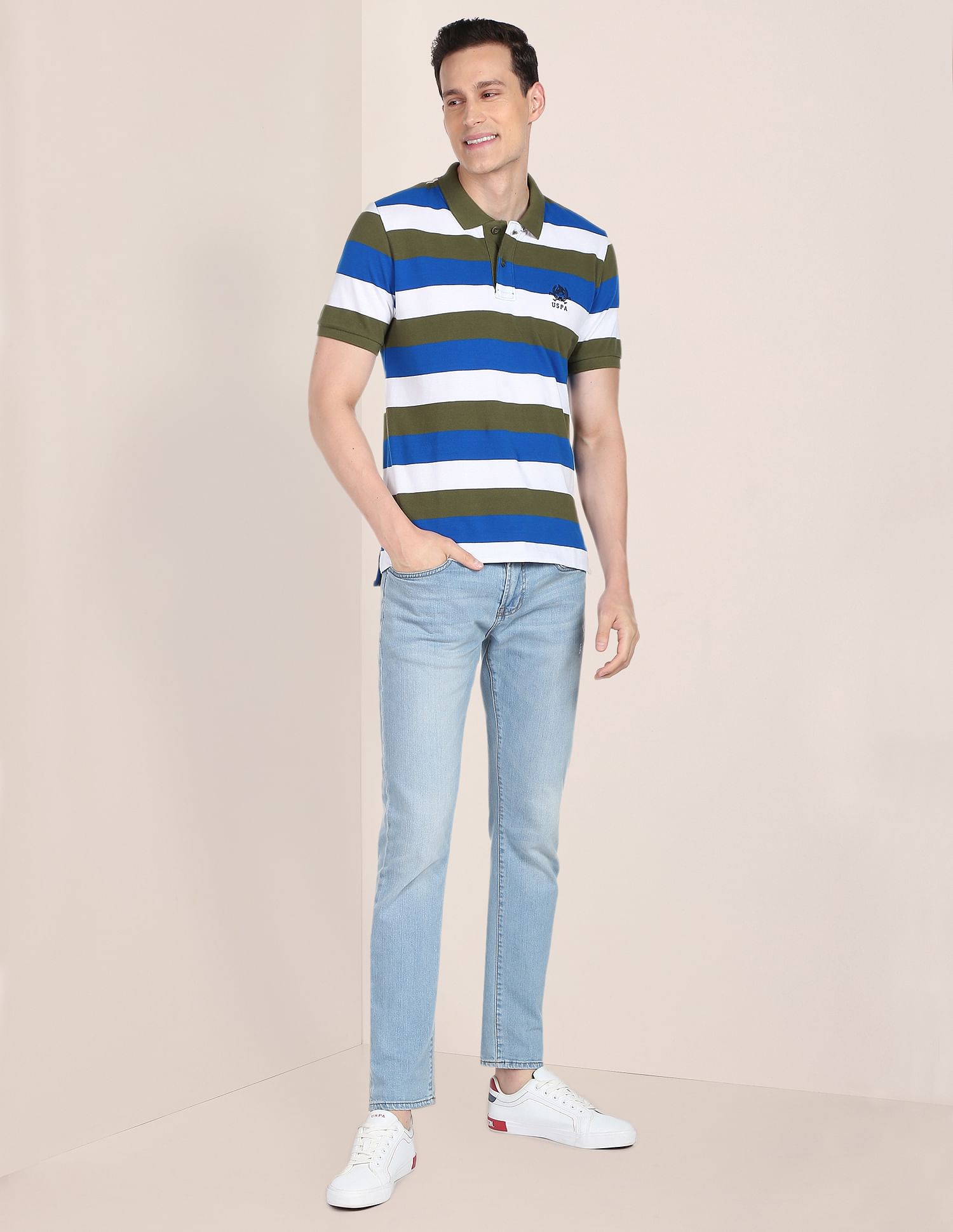 U.S. Polo Assn. Horizontal Stripe Cotton Polo Shirt