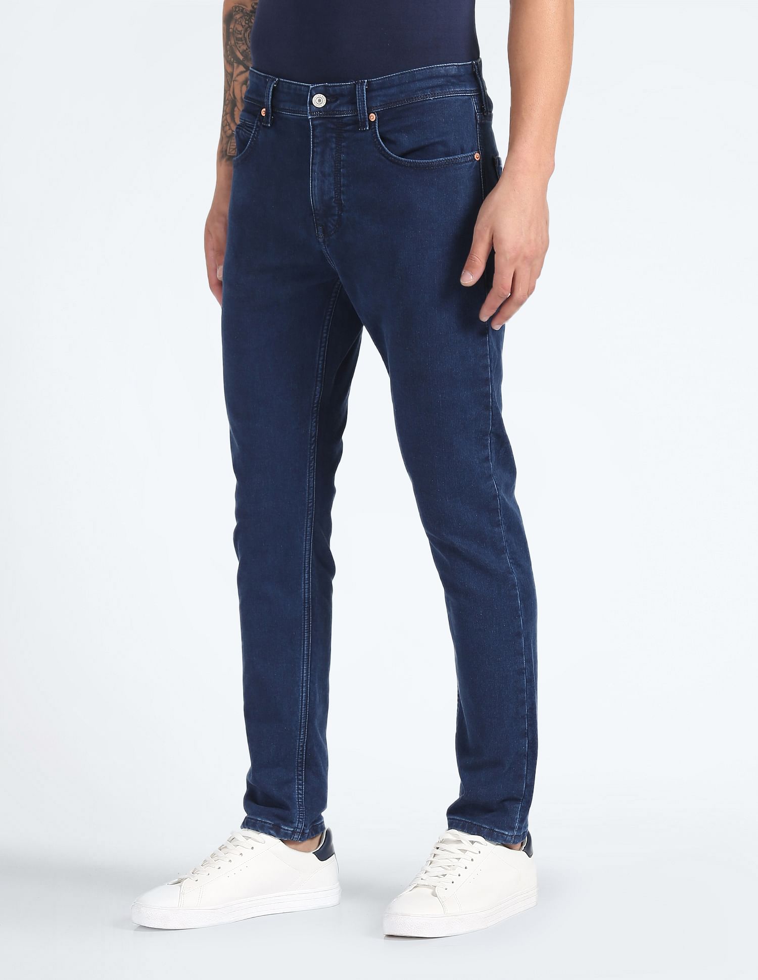 Flying Machine Slash Slim Tapered Fit Mid Rise Jeans