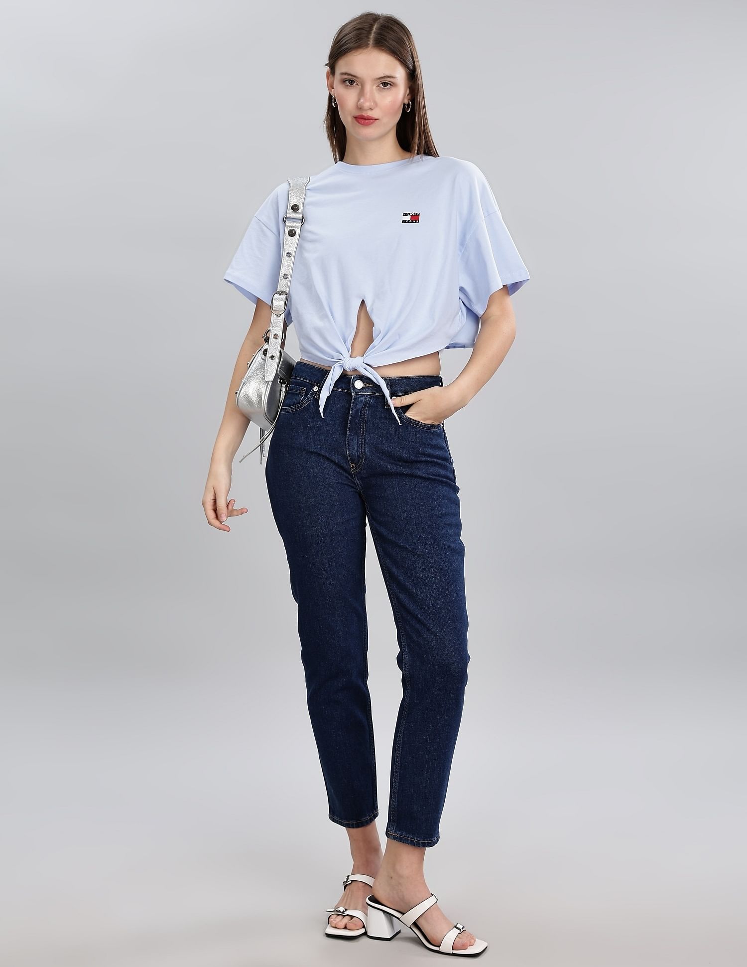 Tommy Hilfiger Womens Blue Solid T-Shirts