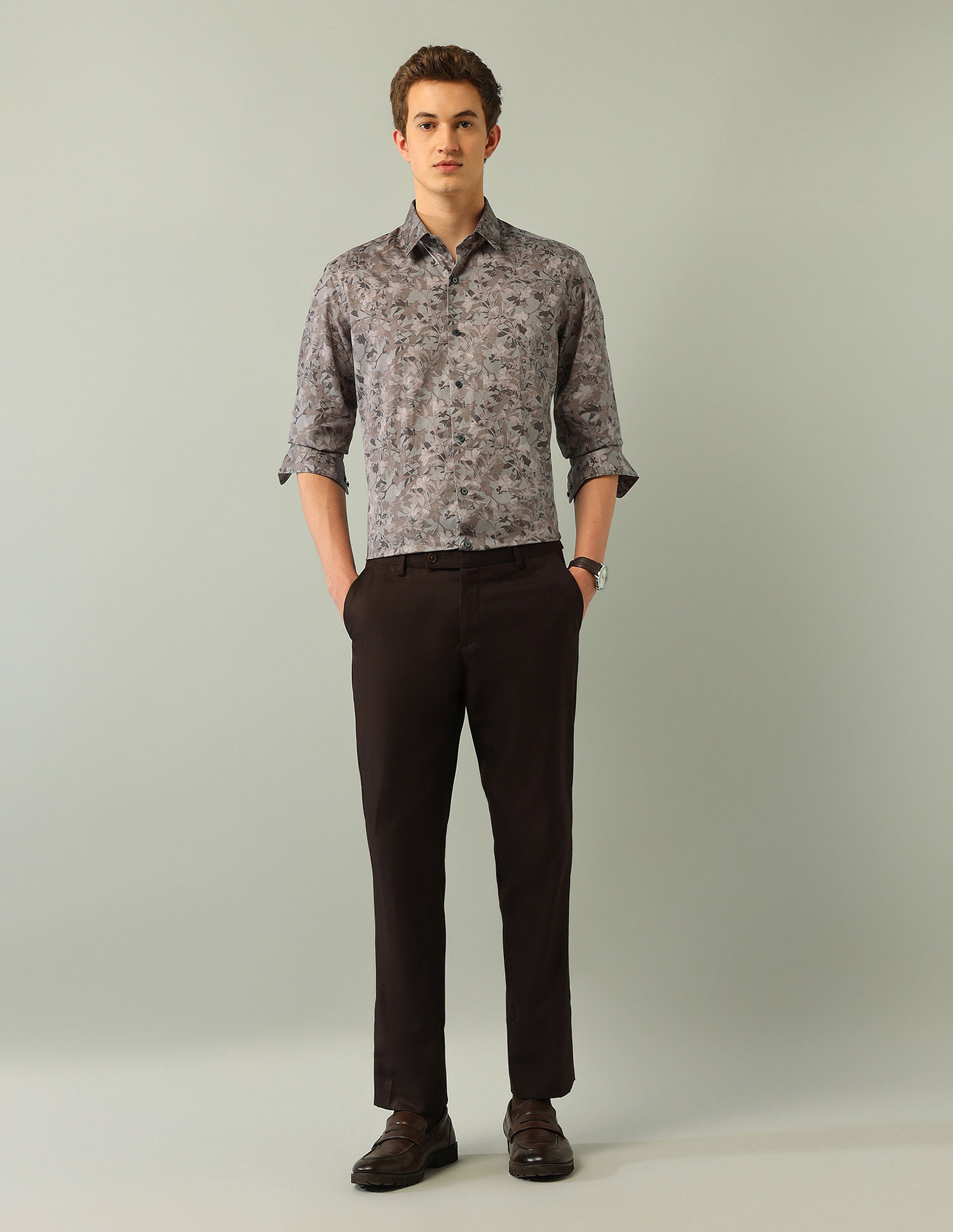 Arrow Newyork Floral Printed Satin Shirt
