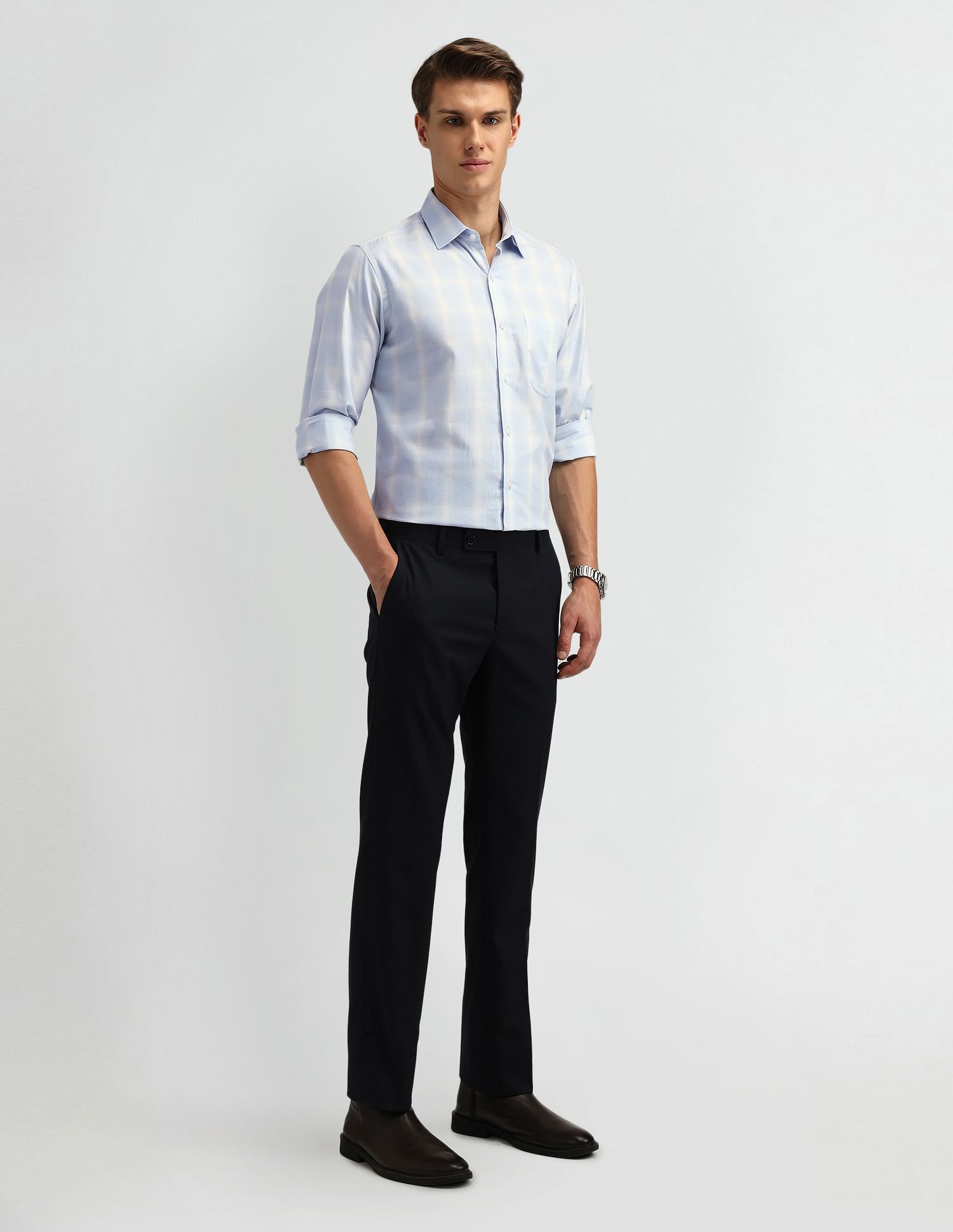 Arrow Liberty Classic Regular Fit Windowpane Checked Shirt