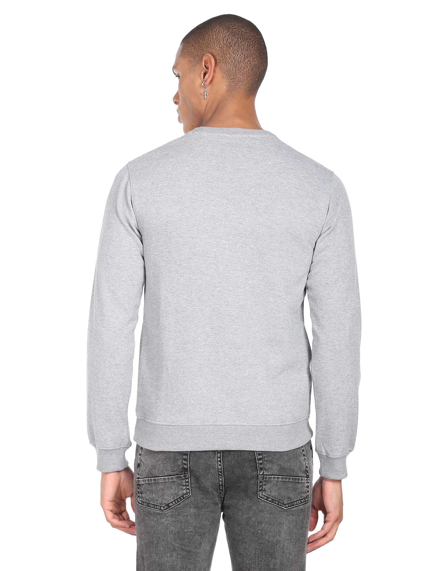 Flying Machine Heathered Graphic Print Sweatshirt