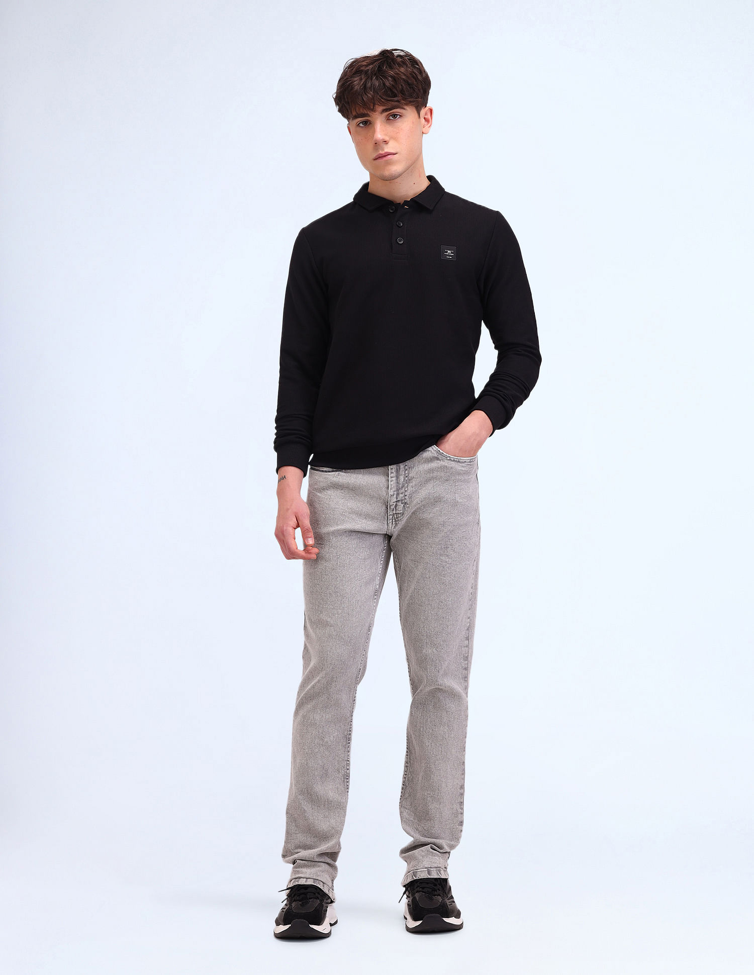 Flying Machine Solid Relaxed Fit Polo Shirt