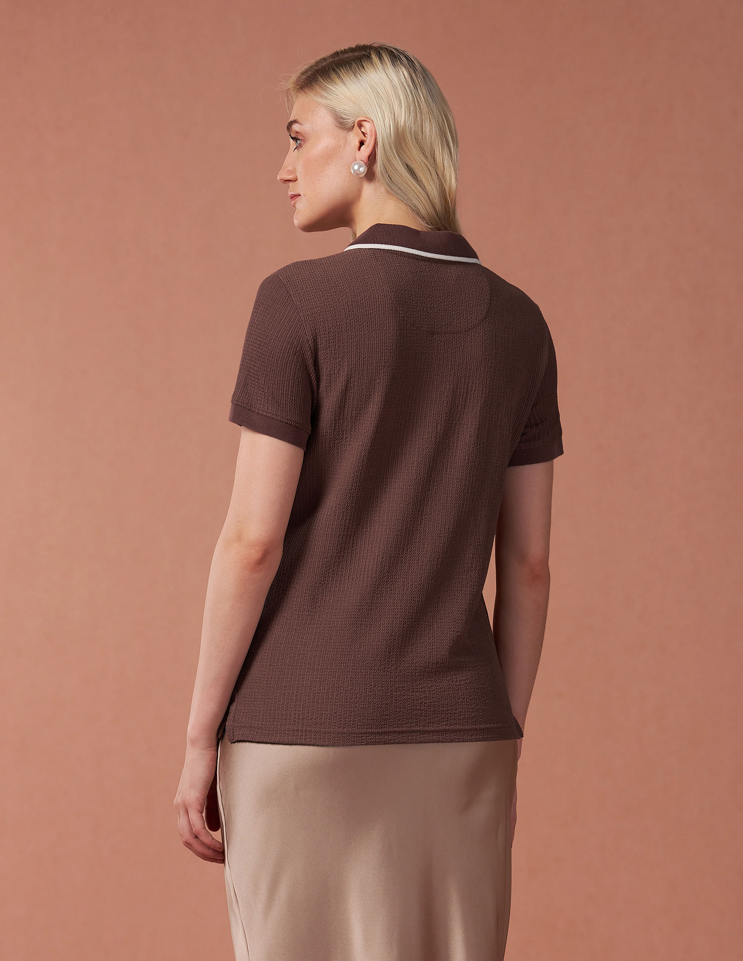 U.S. Polo Assn. Women Tipped Collar Textured Polo Shirt