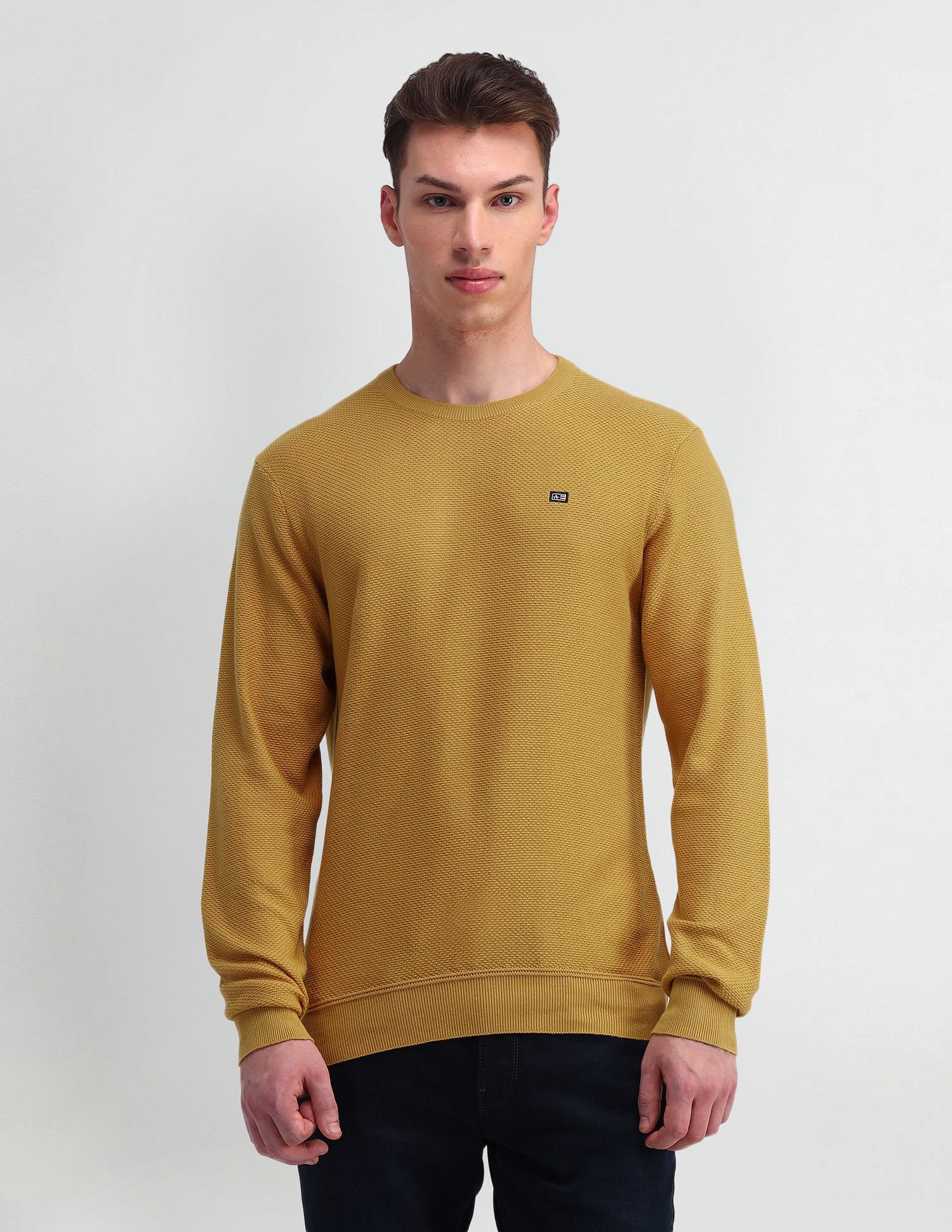 Arrow Sport Crew Neck Textured Sweater