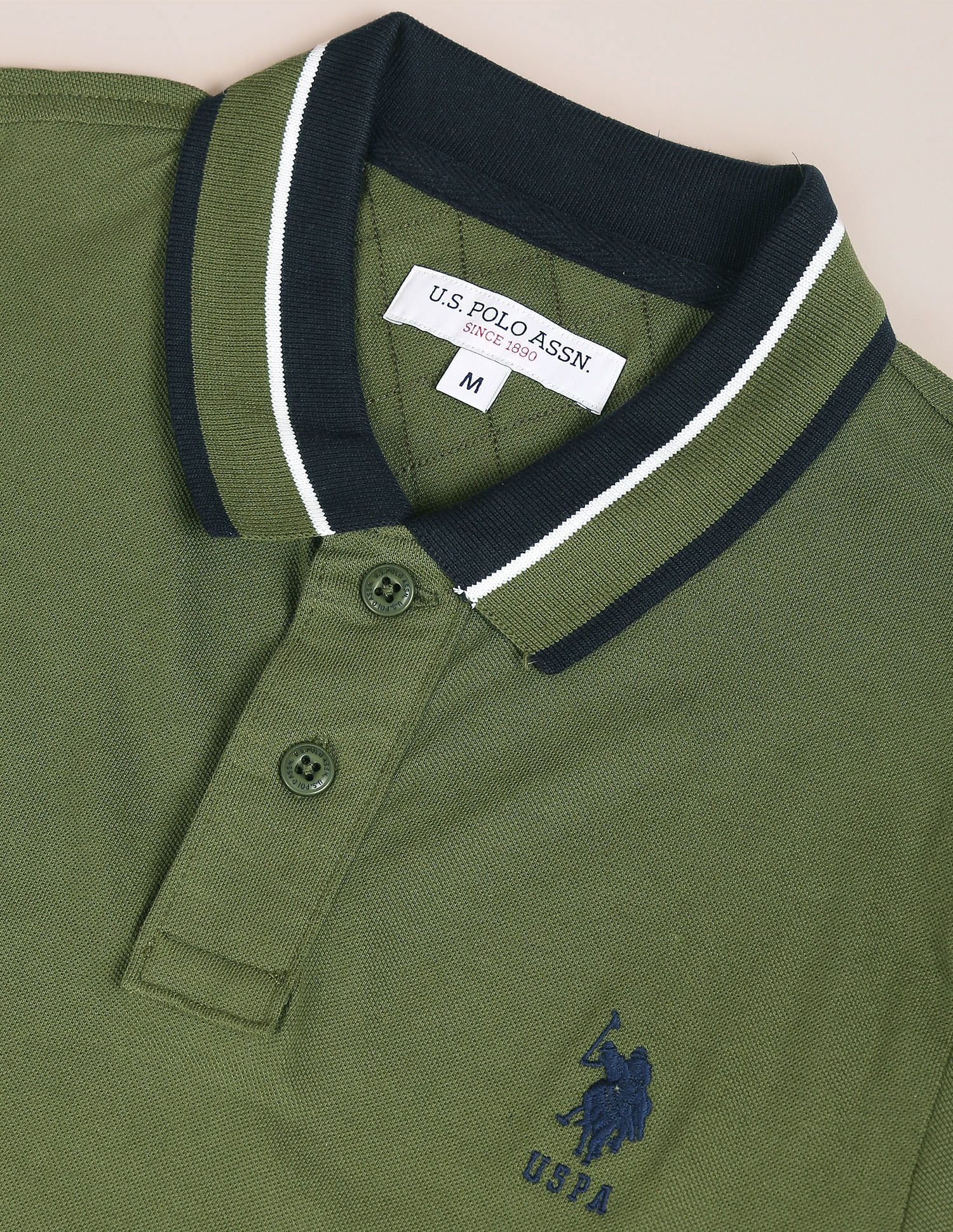 U.S. Polo Assn. Mandarin Collar Luxury Polo Shirt, Green (XL)