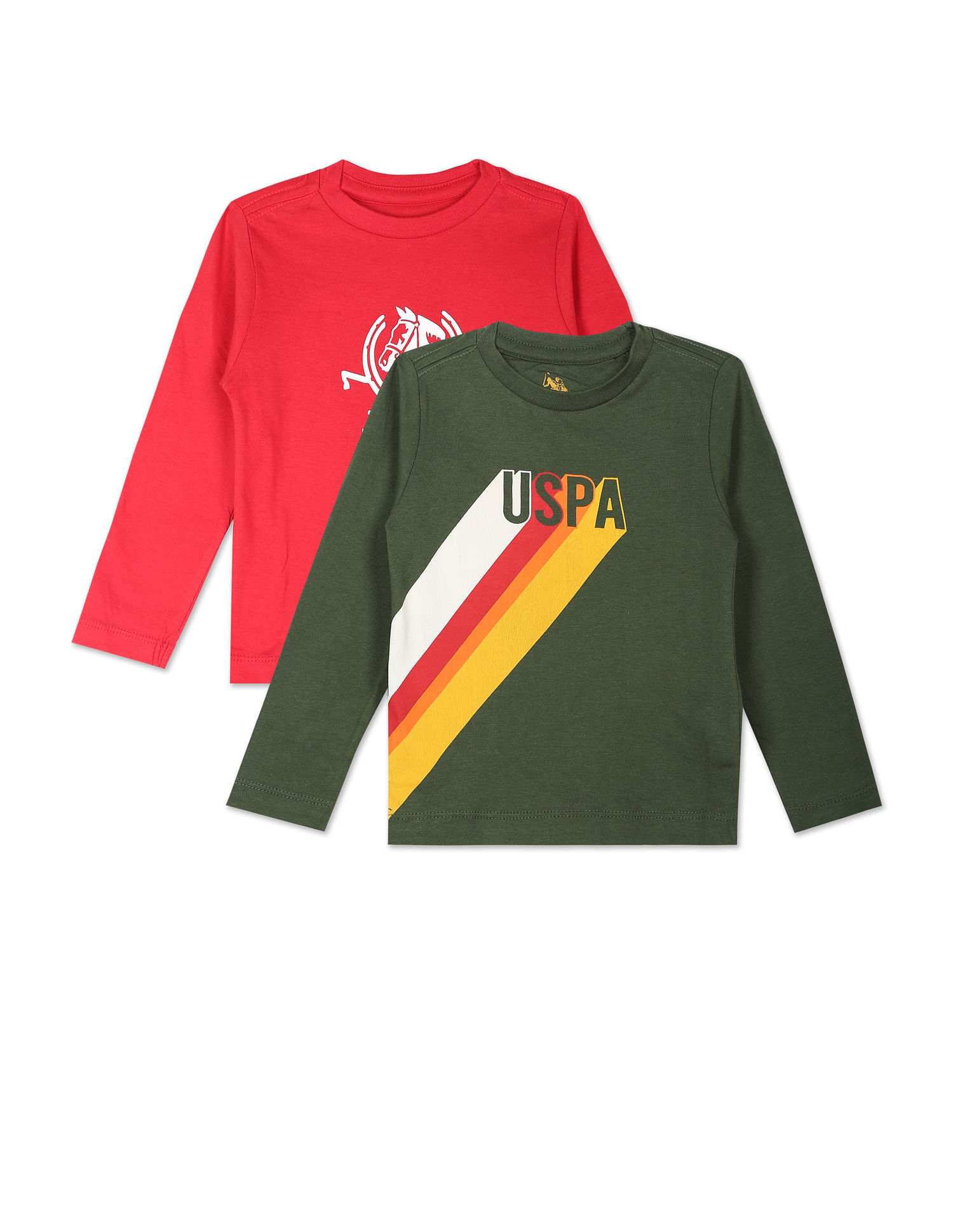 U.S. Polo Assn. Kids Crew Neck Brand Print T-Shirt - Pack Of 2