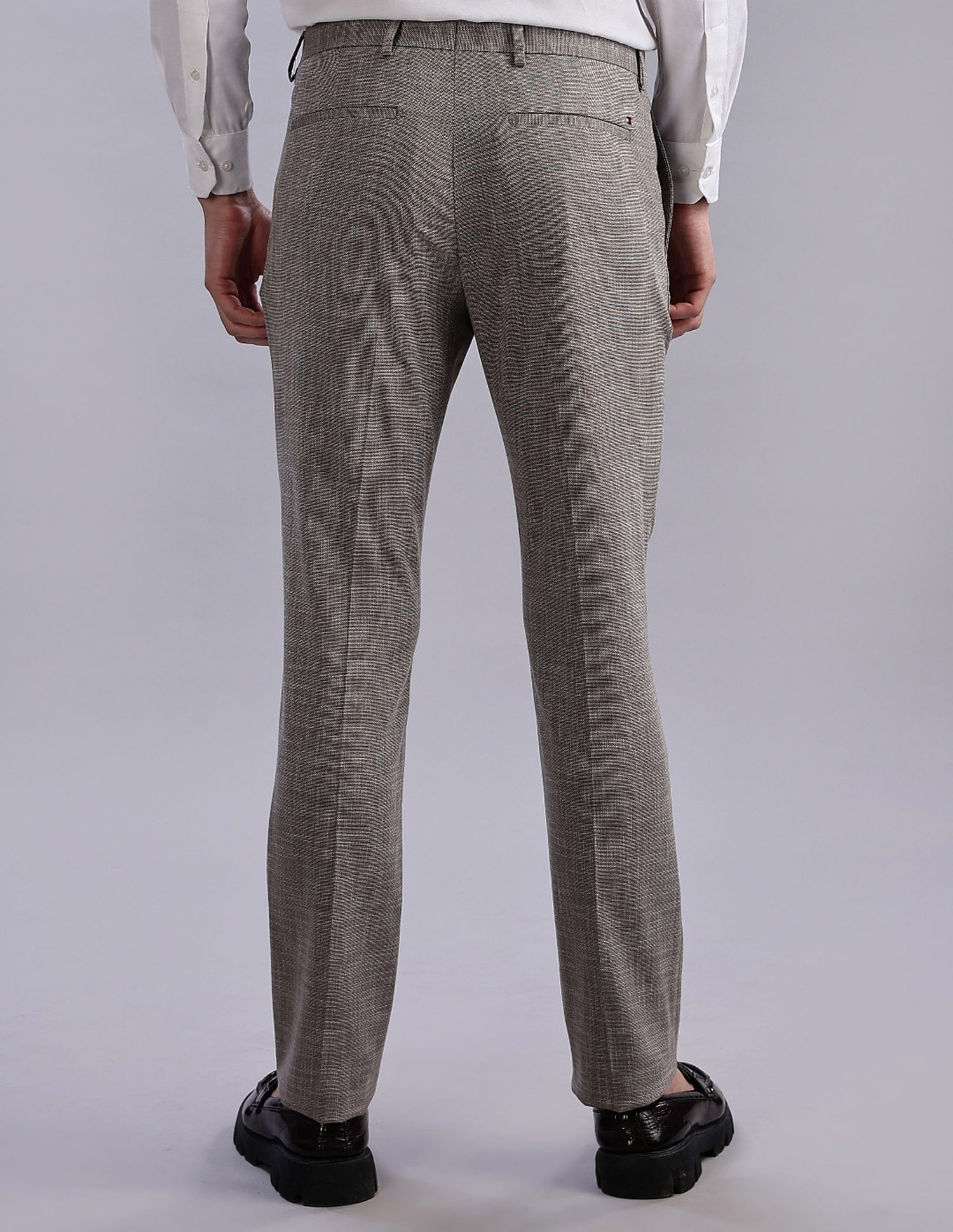Tommy Hilfiger Regular-Fit Self-Design Mid Rise Trousers