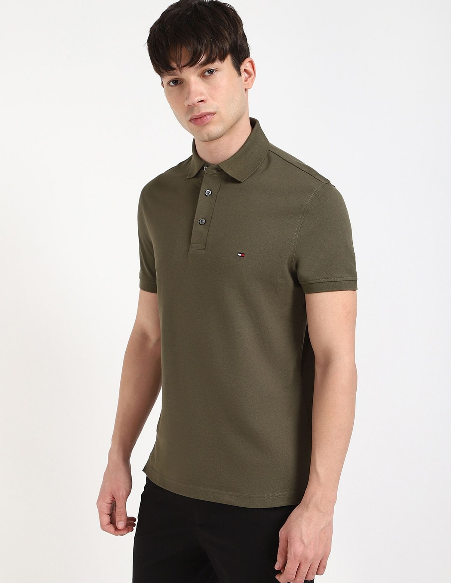 Tommy Hilfiger Solid Slim-Fit Cotton Polo Shirt