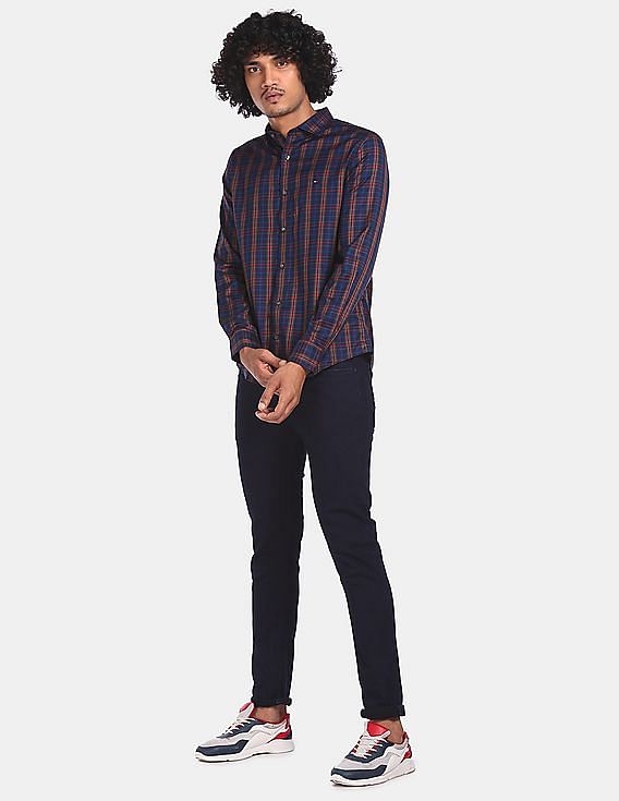 Casual Navy Check Shirt - Temora