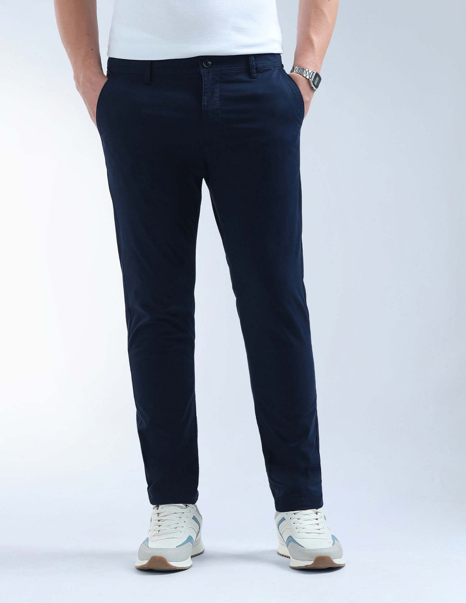 Flying Machine Mid Rise Slash Slim Tapered Fit Trouser