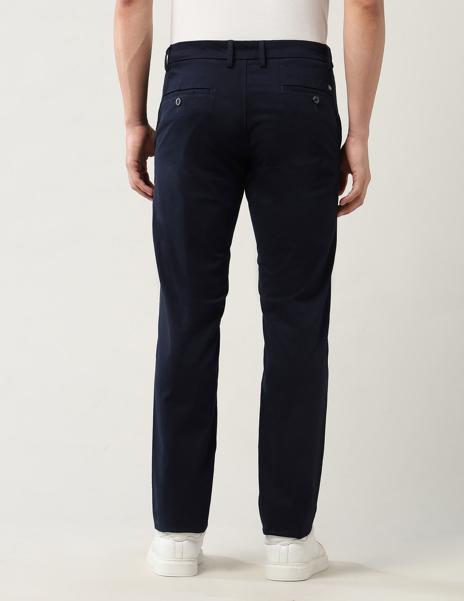 Arrow Sport Mid Rise Slim Fit Solid Trousers