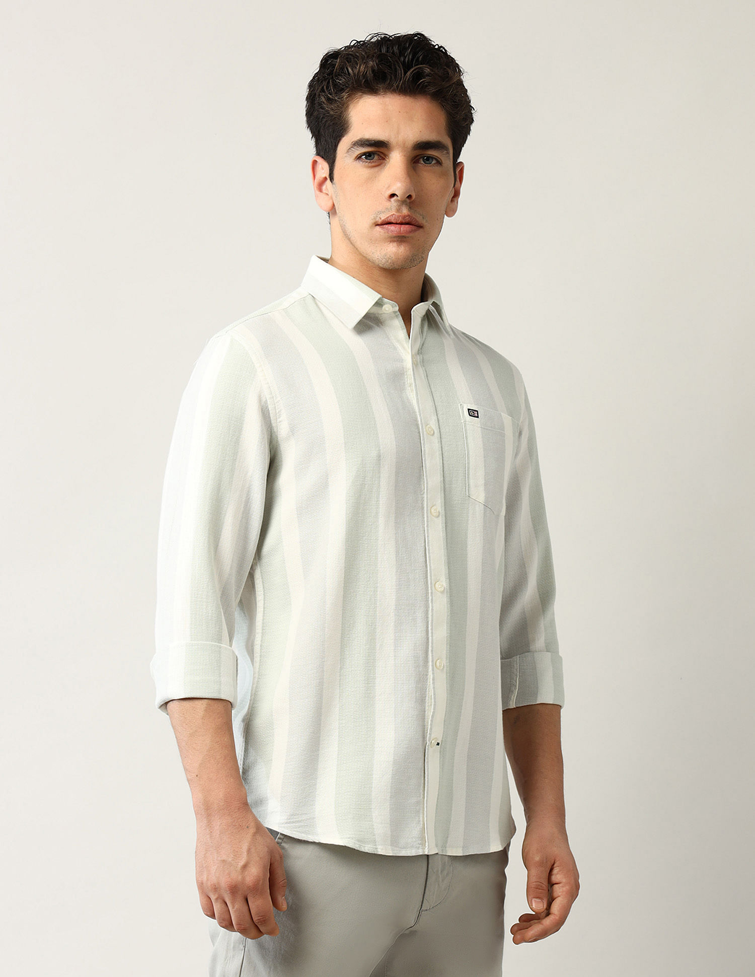 Arrow Sport Vertical Striped Slim Fit Shirt