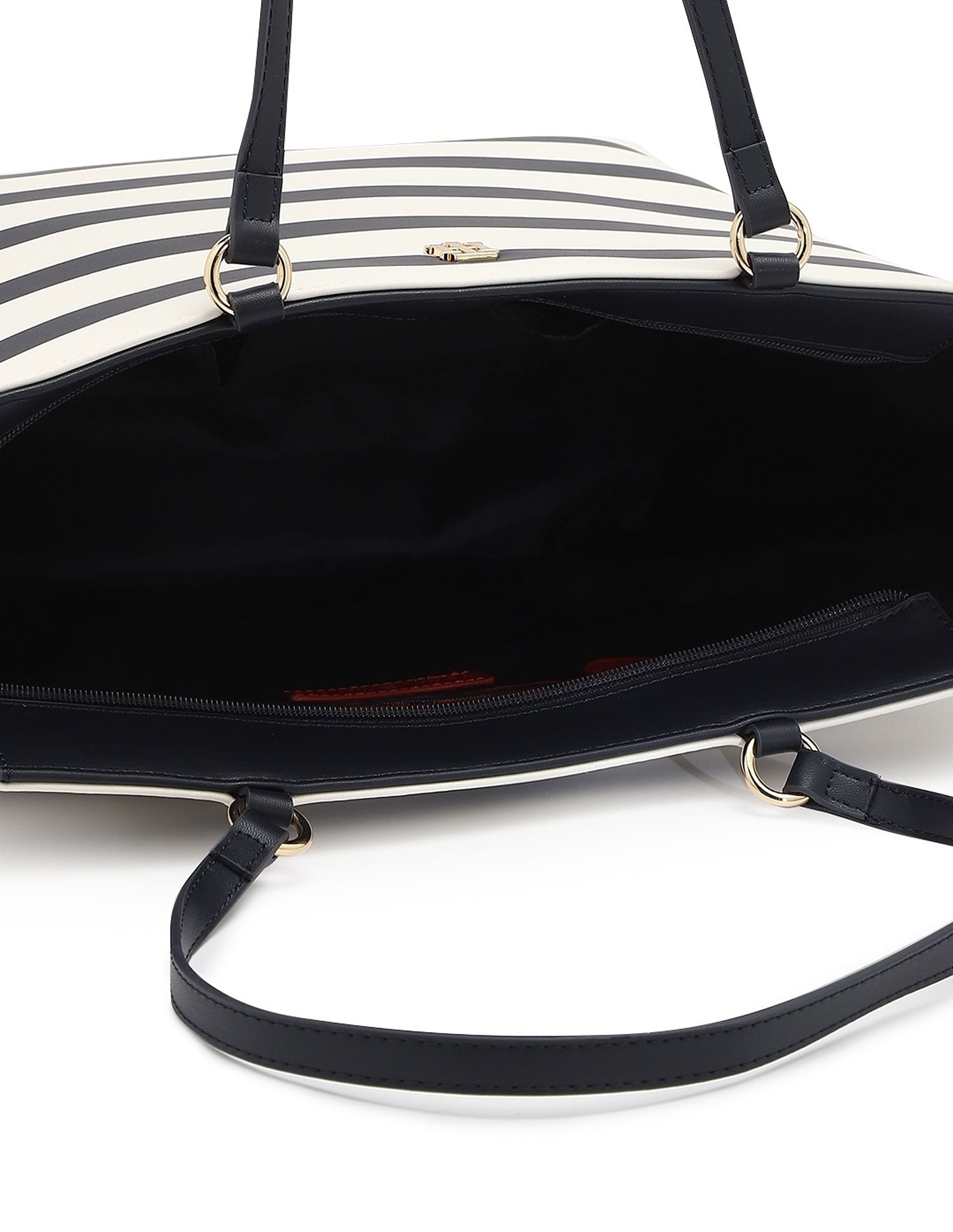 Tommy Hilfiger Striped Blue Pu Tote Bag