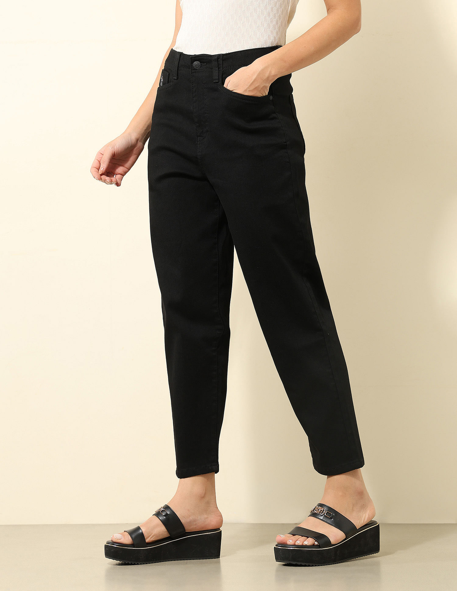 U.S. Polo Assn. Women High Rise Carrot Fit Cargo Jeans