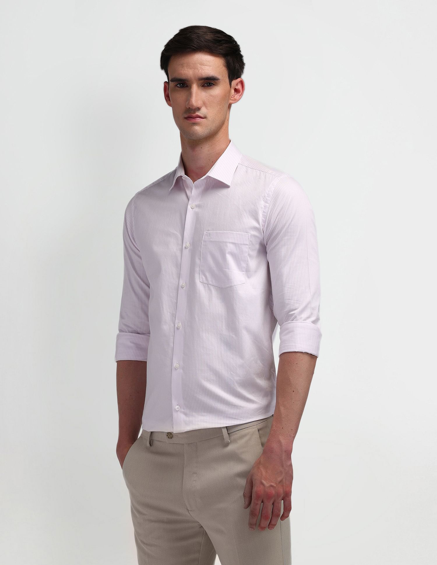 Arrow Manhattan Slim Fit Pinstriped Shirt