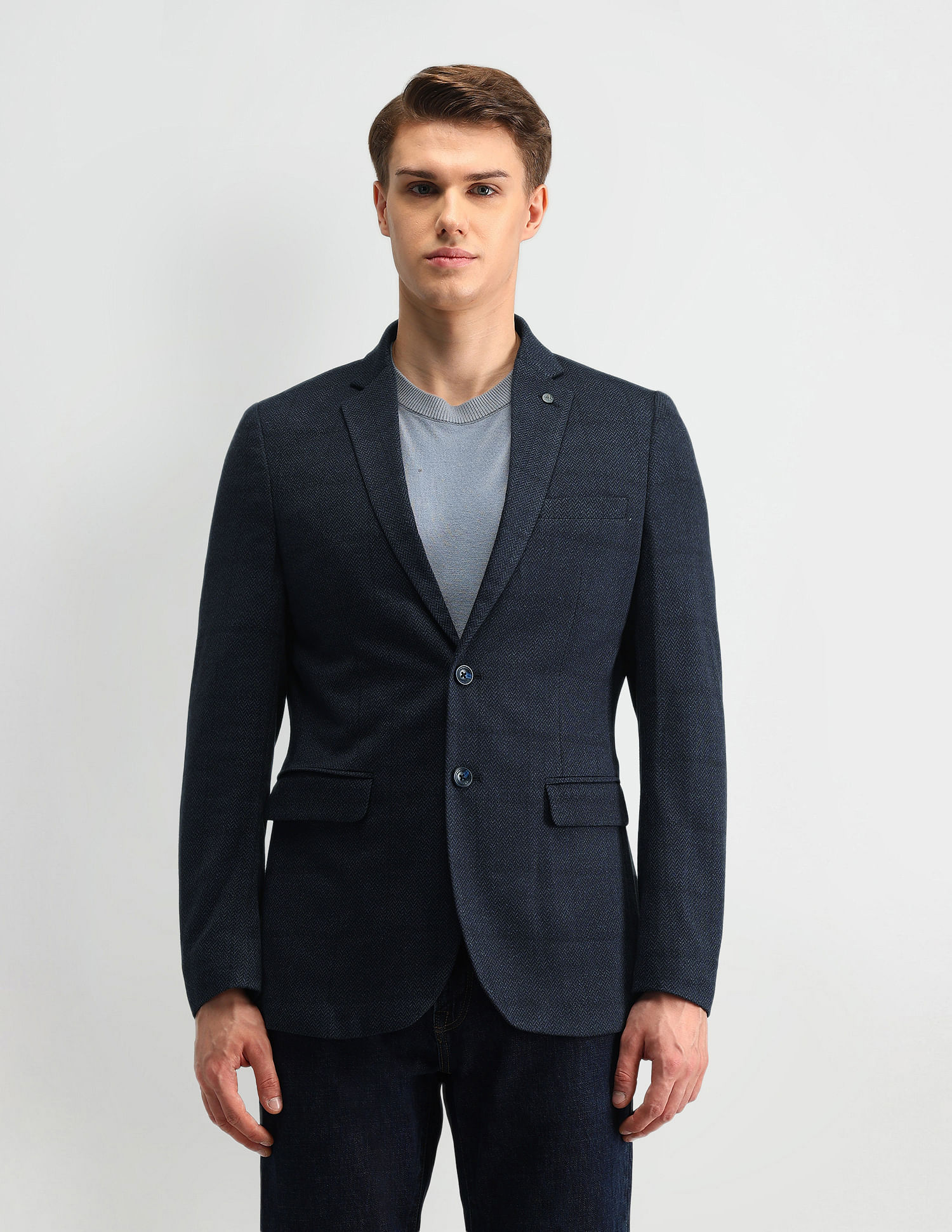 Arrow Zero Calorie Slim Fit Herringbone Blazer