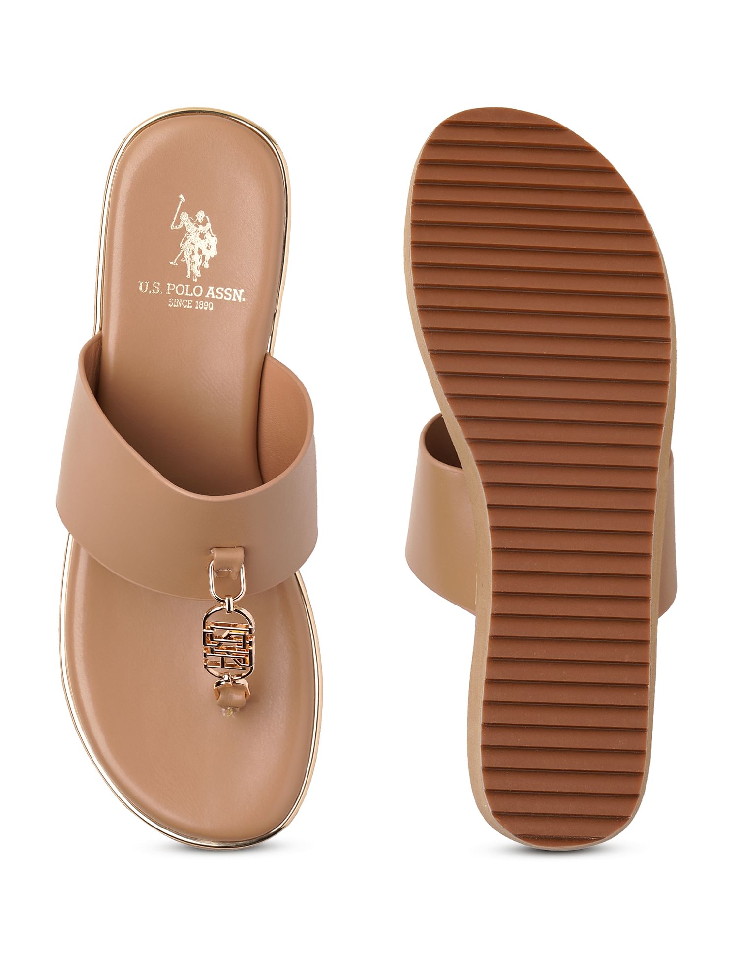 U.S. Polo Assn. Women Toe Separator Alessia Wedge Sandals