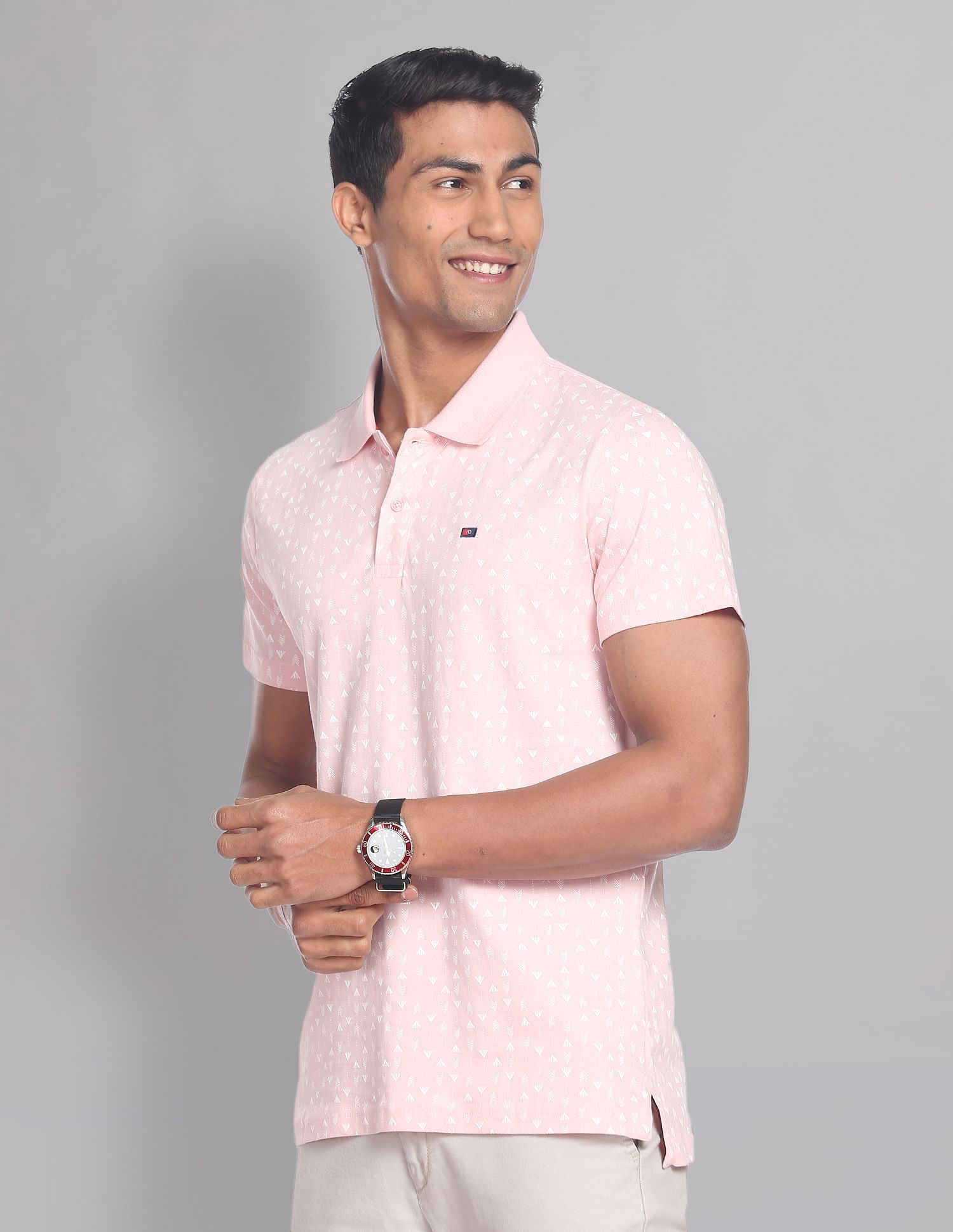 AD by Arvind Geometric Print COOL-IT Real Deal Polo Shirt