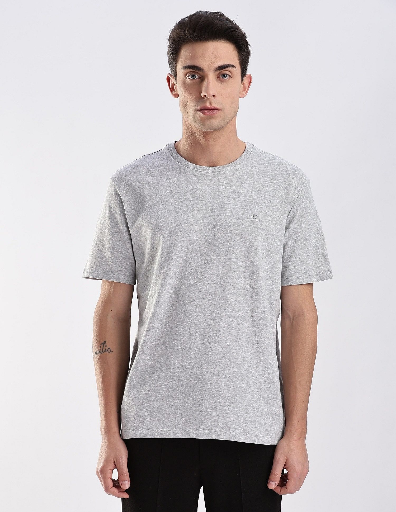 Calvin Klein Jeans Regular-Fit Heathered Cotton T-Shirt