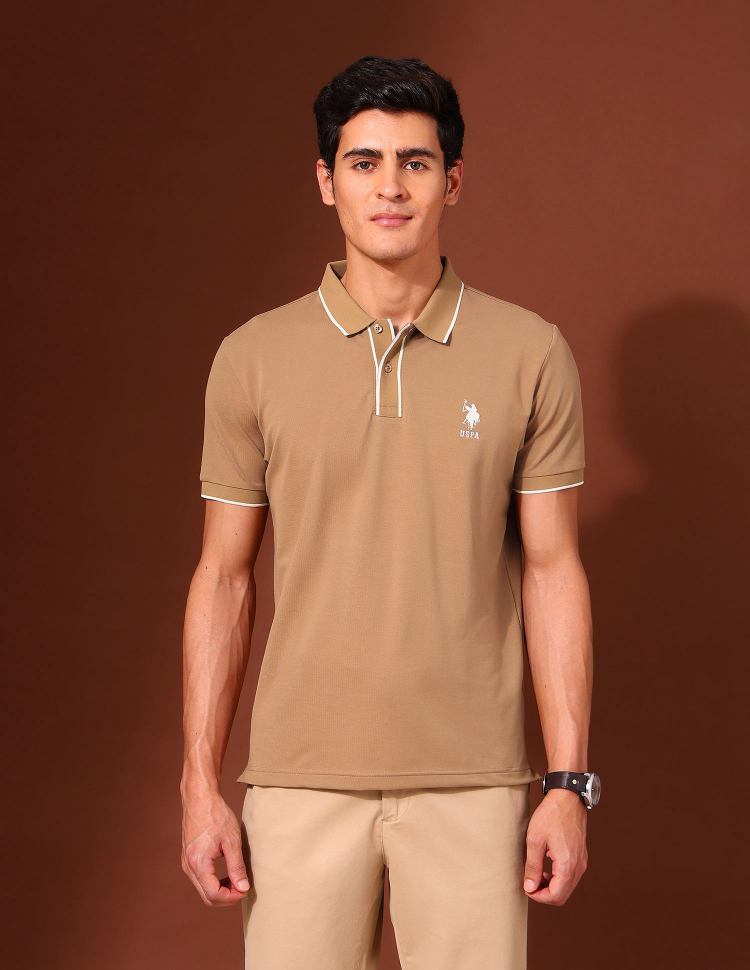 U.S. Polo Assn. Solid Slim Fit Varsity Polo Shirt
