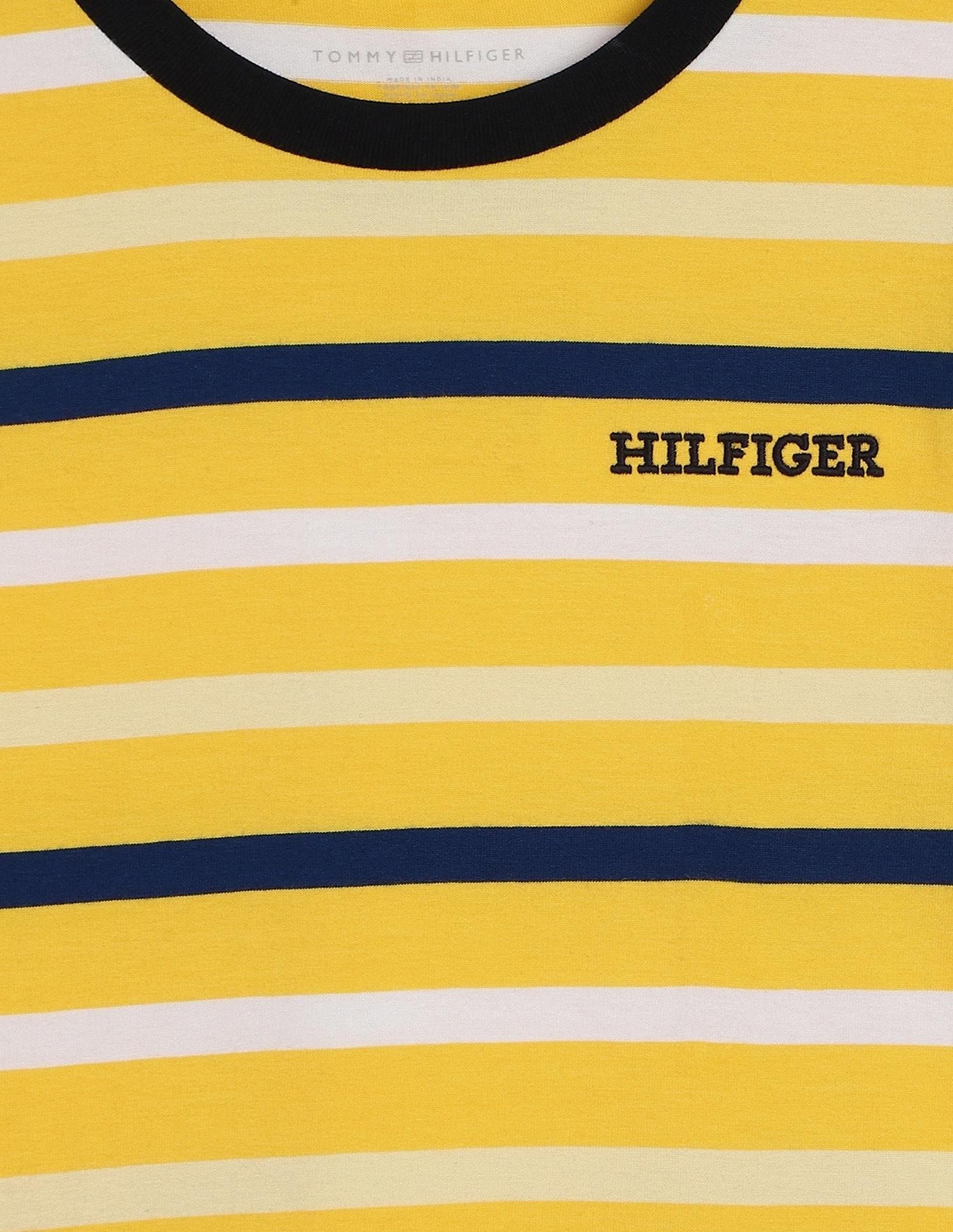 Tommy Hilfiger Boys Yellow Horizontal Striped T-Shirt