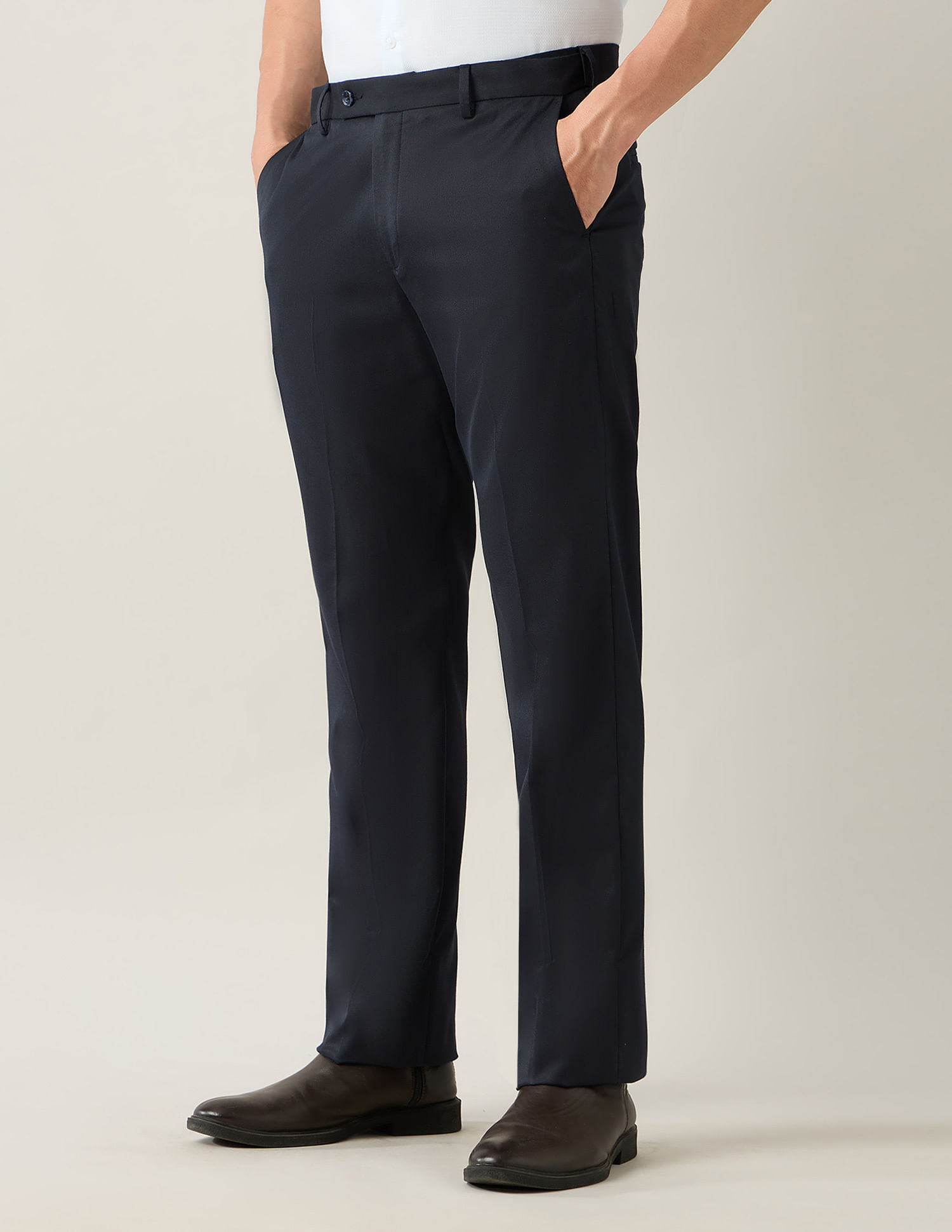 Arrow Straight Fit Mid Rise Trousers