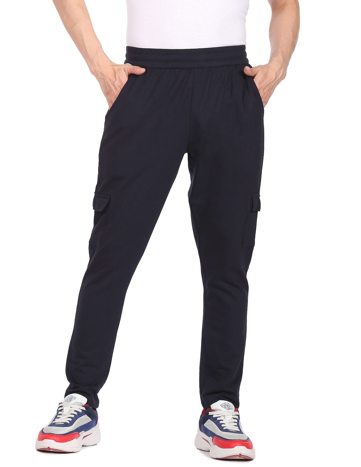 Buy FLYING MACHINE Black Solid Polyester Cotton Regular Fit Mens Track Pants  | Shoppers Stop