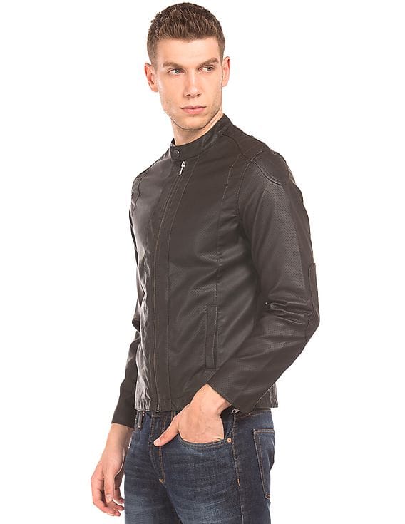 perforated leather jacket mens