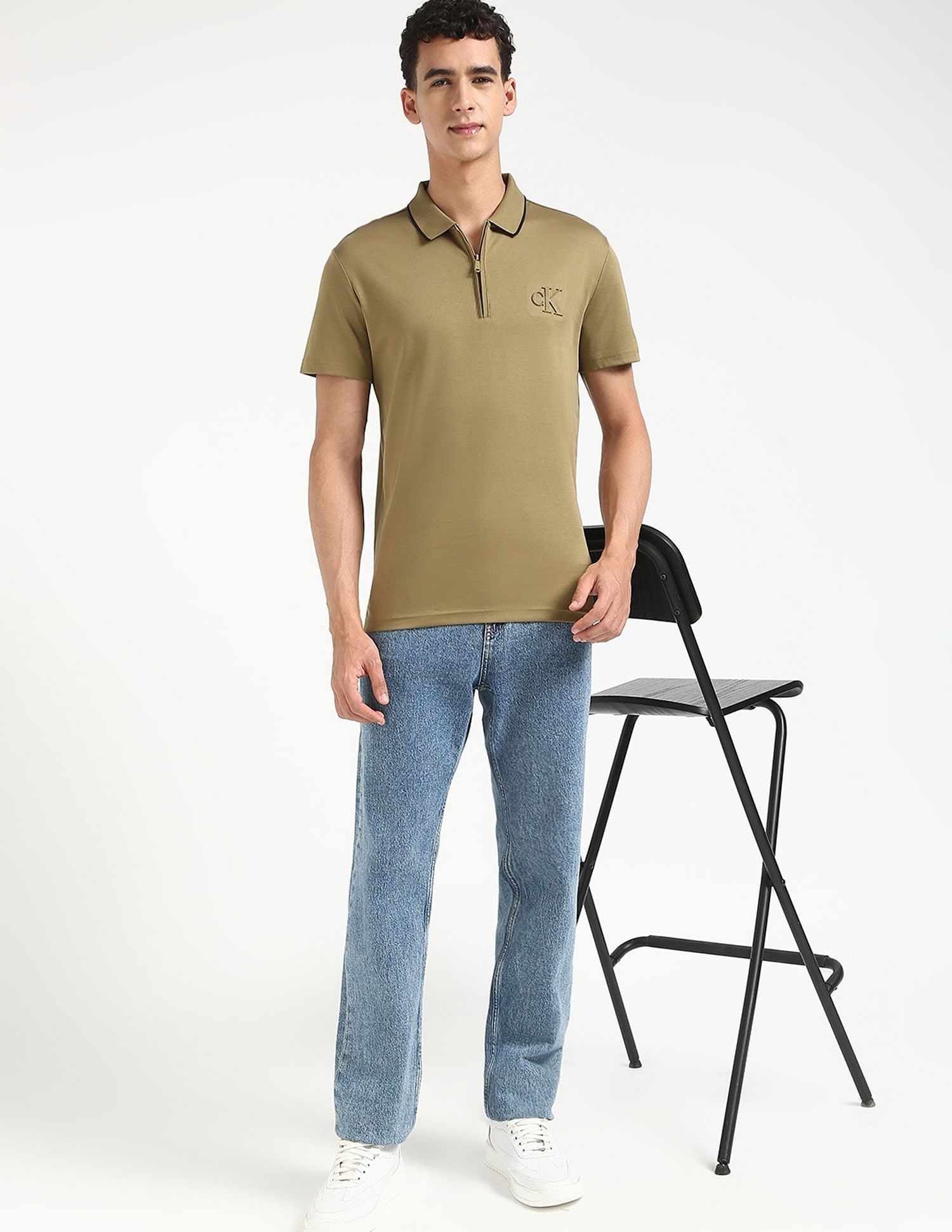 Calvin Klein Jeans Solid Regular Fit Cotton Polo Shirt