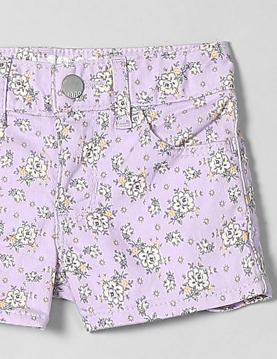 GAP Girls Purple 1969 Floral Denim Shortie