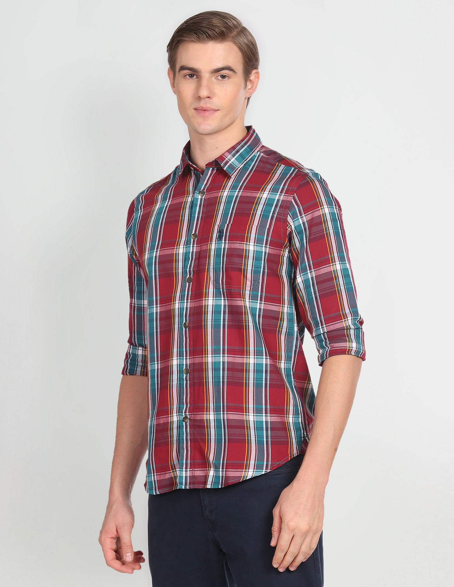 U.S. Polo Assn. Denim Co. Tartan Check Twill Slim Shirt