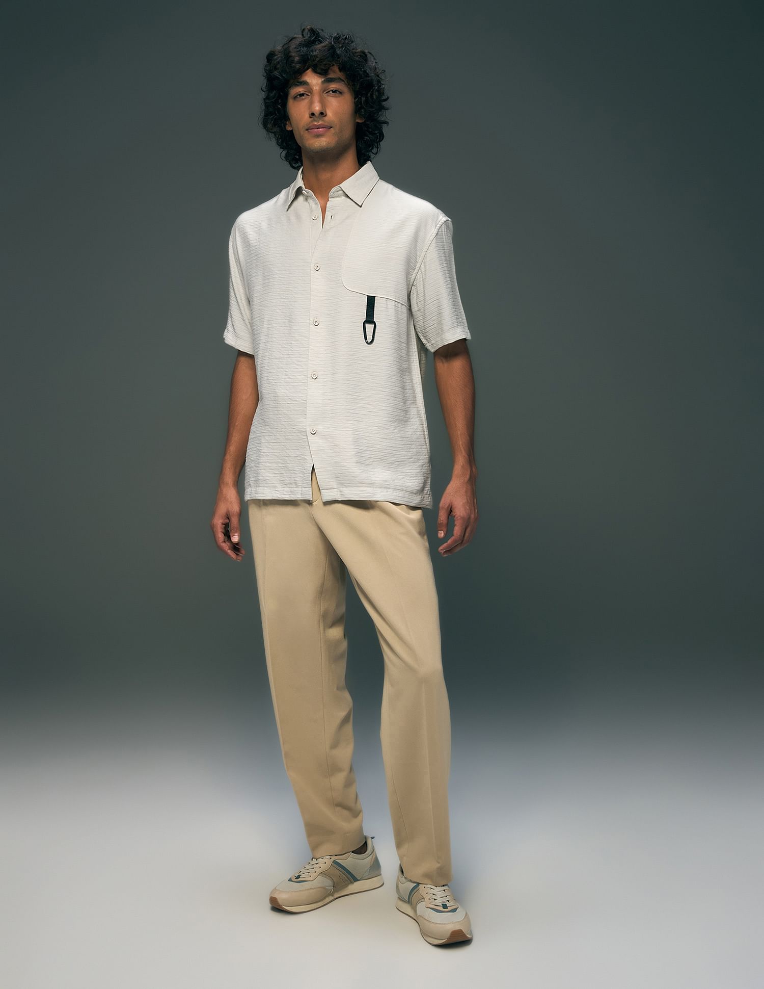 Flying Machine Textured Oversized Fit Shirt