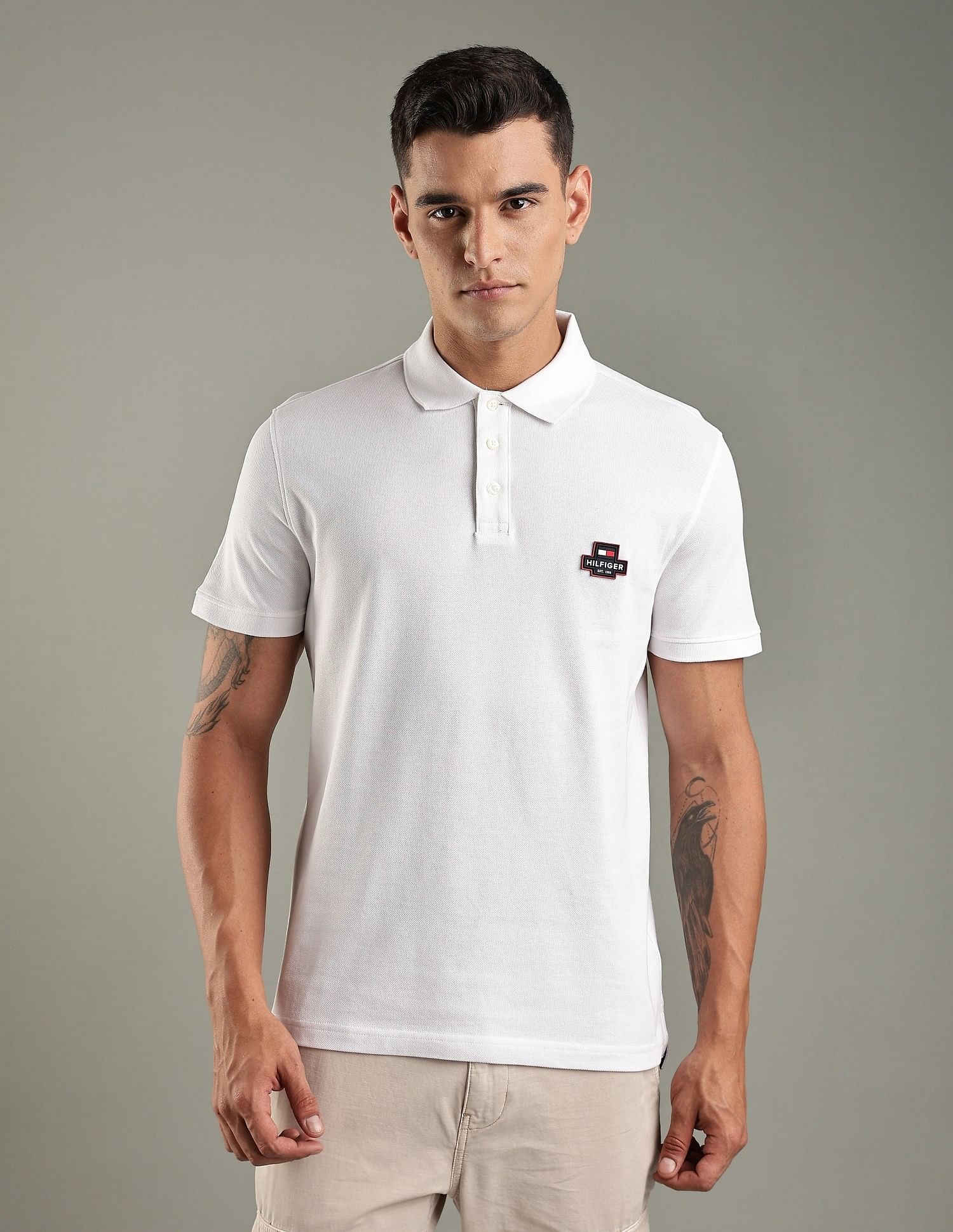 Tommy Hilfiger Solid Regular-Fit Cotton Polo Shirt