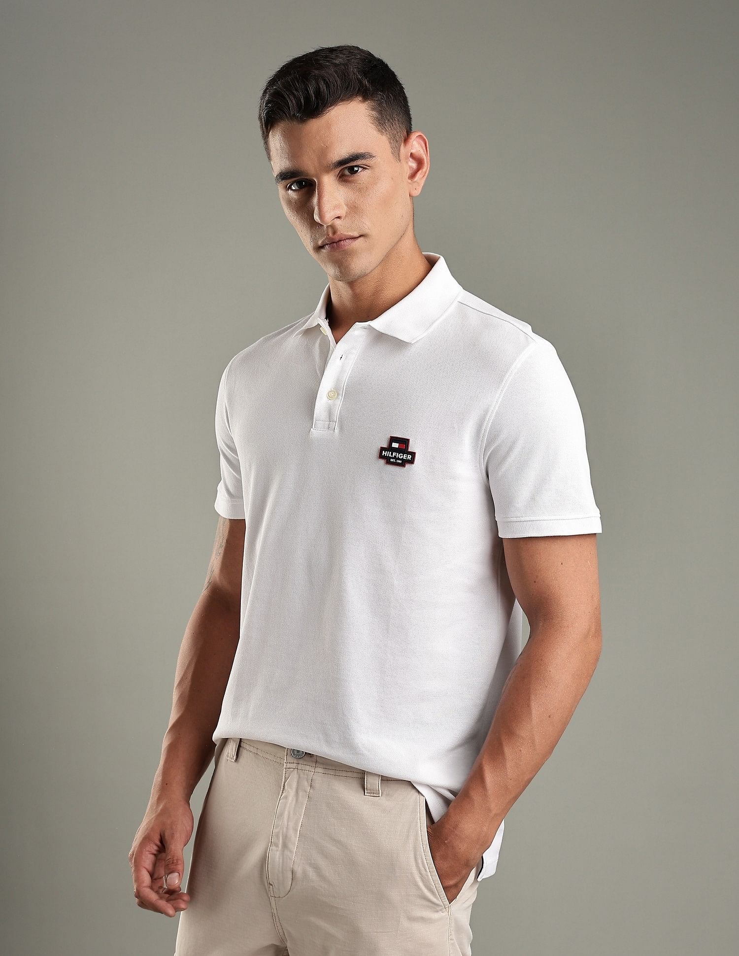 Tommy Hilfiger Solid Regular-Fit Cotton Polo Shirt