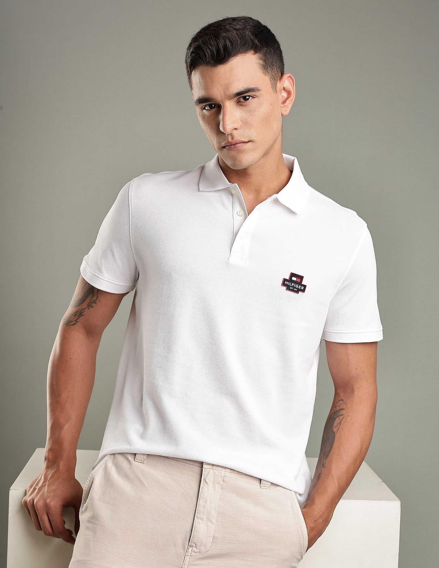 Tommy Hilfiger Solid Regular-Fit Cotton Polo Shirt