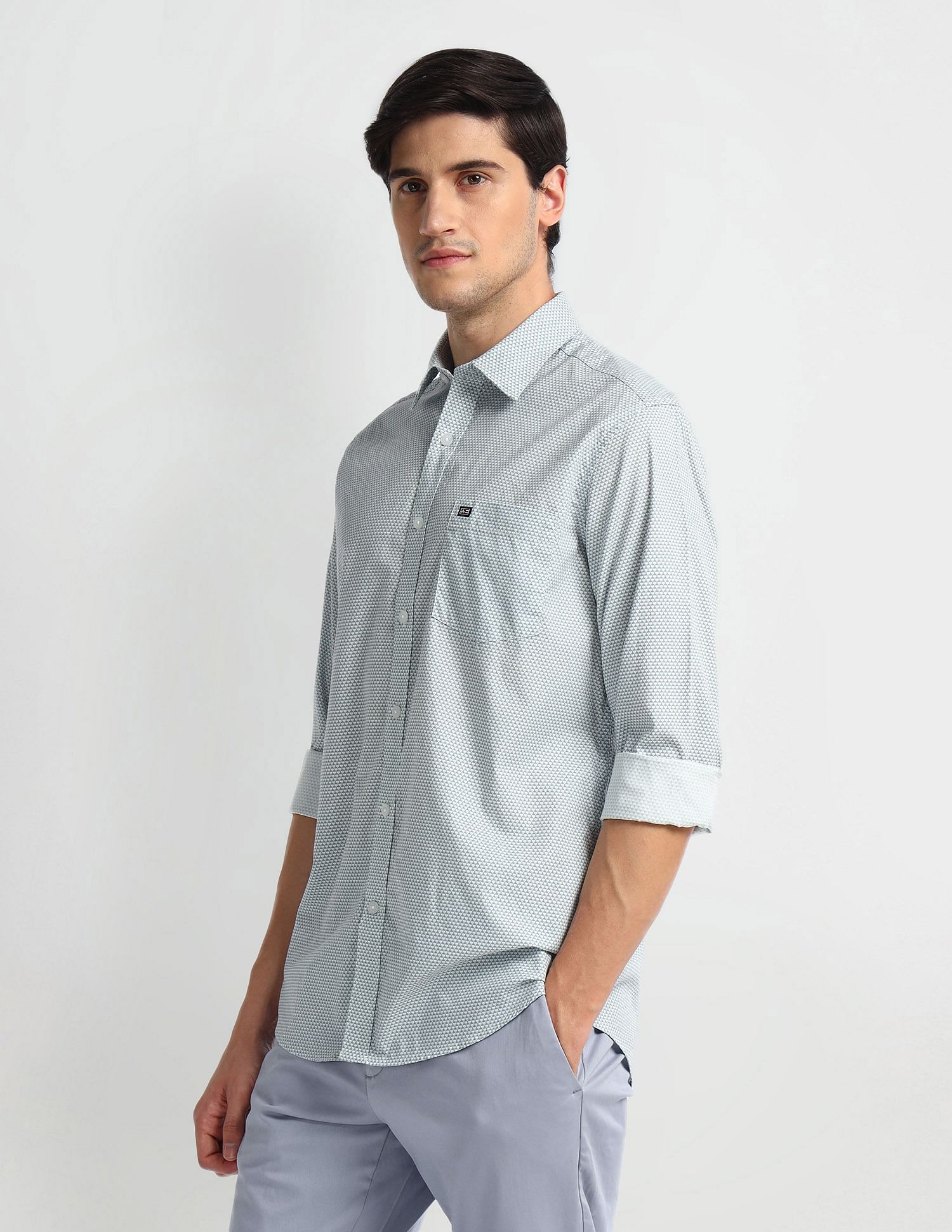 Arrow Sports Geometric Print Cotton Shirt